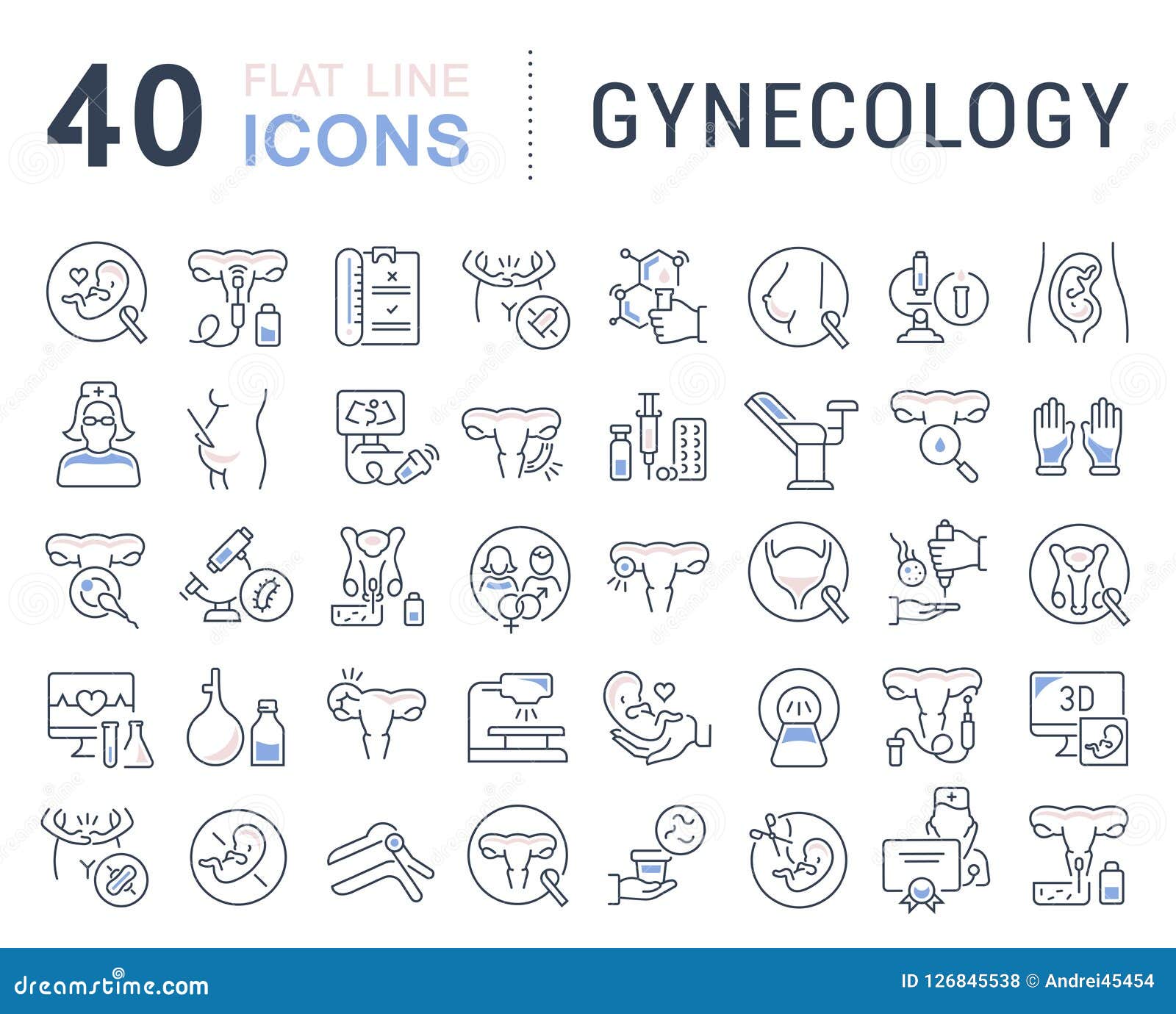 set  line icons of gynecology.