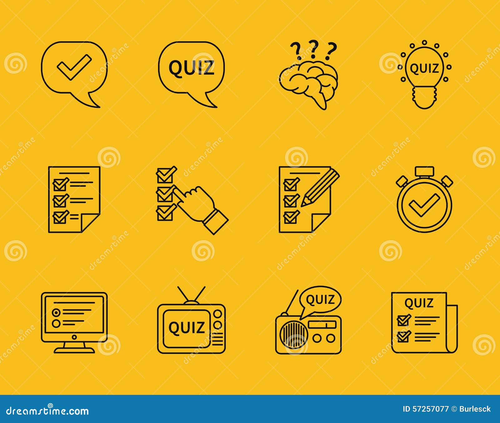 Download Set Of Vector Line Quiz Icons Stock Vector - Image: 57257077