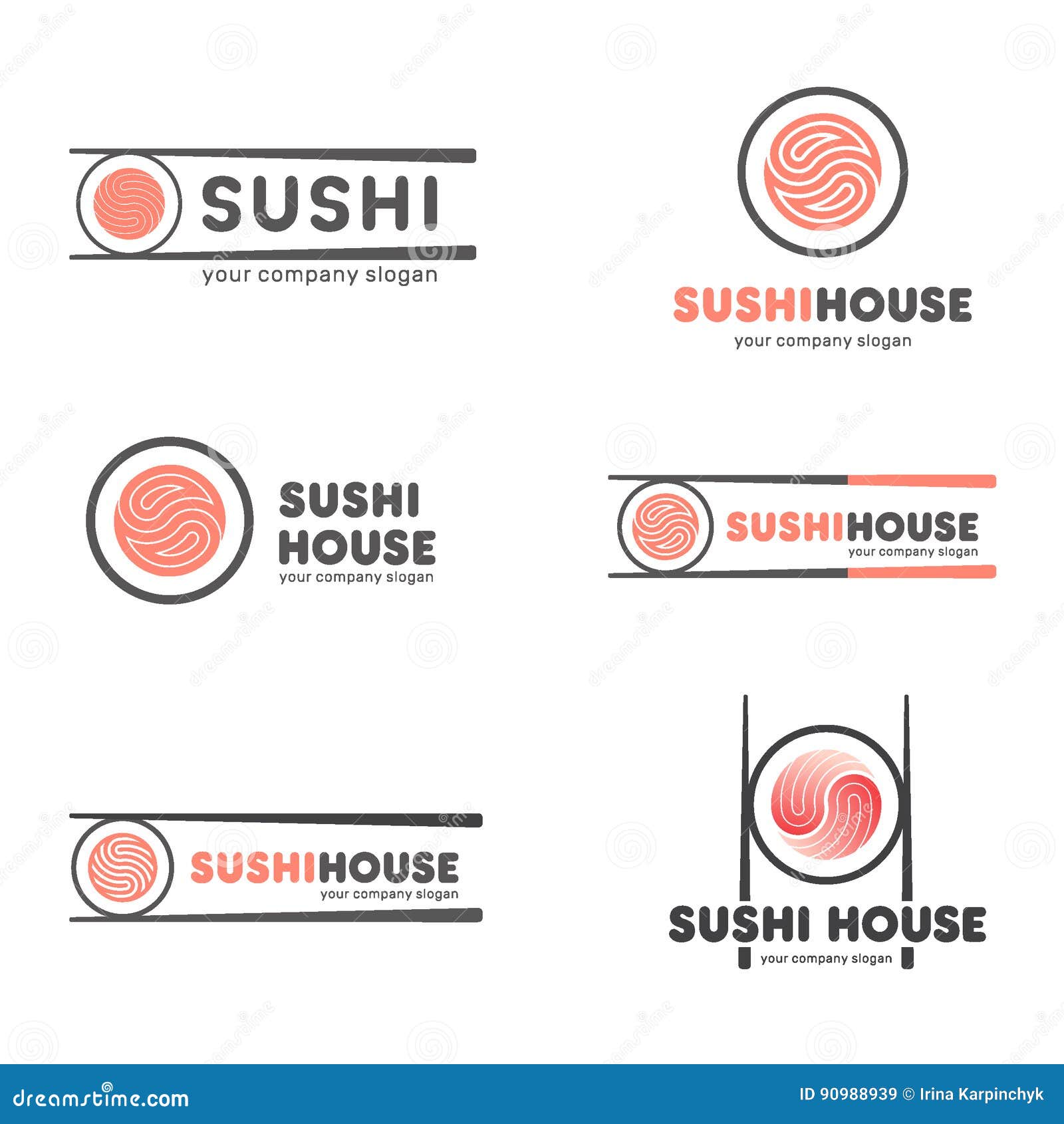 set of  logos for sushi. logo  for restaurants of japanese food