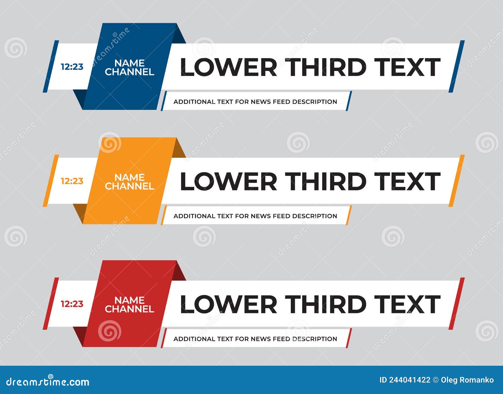 Set of Vector Lower Third of the Screen for Titles and Captions Stock