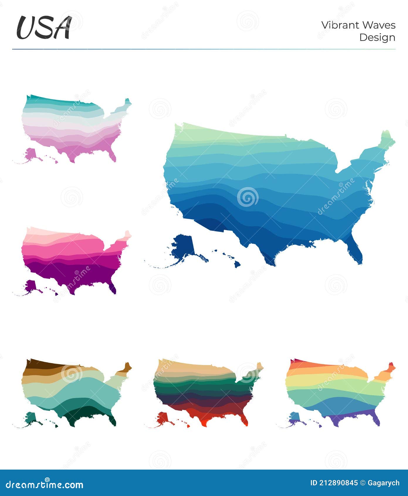 Set of vector maps of USA. stock vector. Illustration of color - 212890845