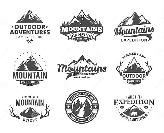 Set of Vector Mountain and Outdoor Adventures Logo Stock Vector ...