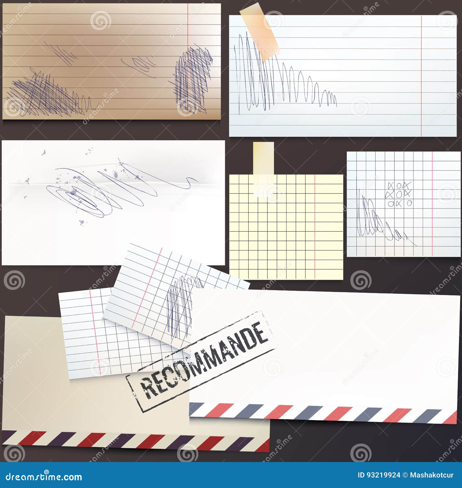 Set of Vector Paper in Realistic Style Stock Vector - Illustration of