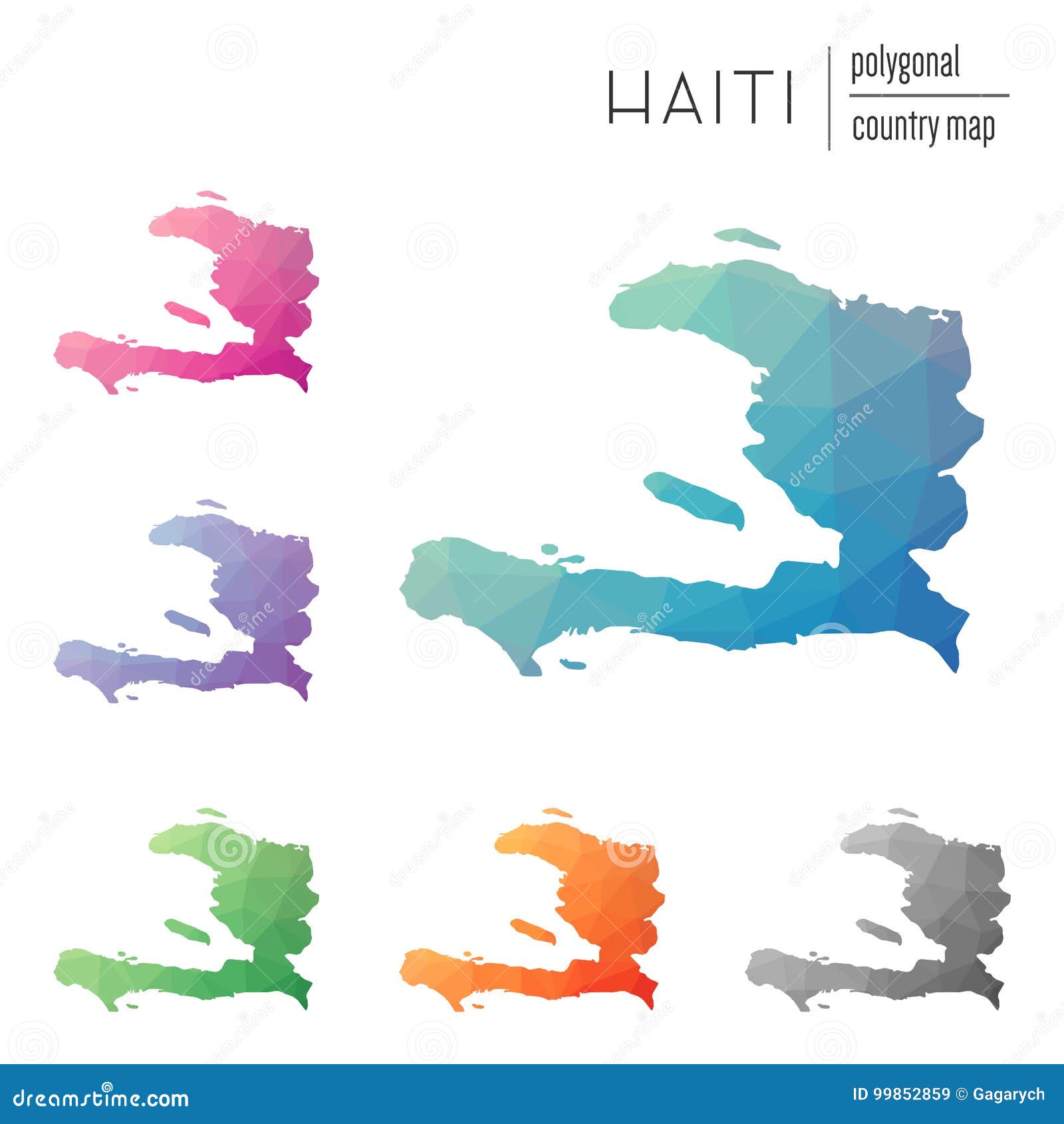 Set of Vector Polygonal Haiti Maps. Stock Vector Illustration of infographics, america 99852859