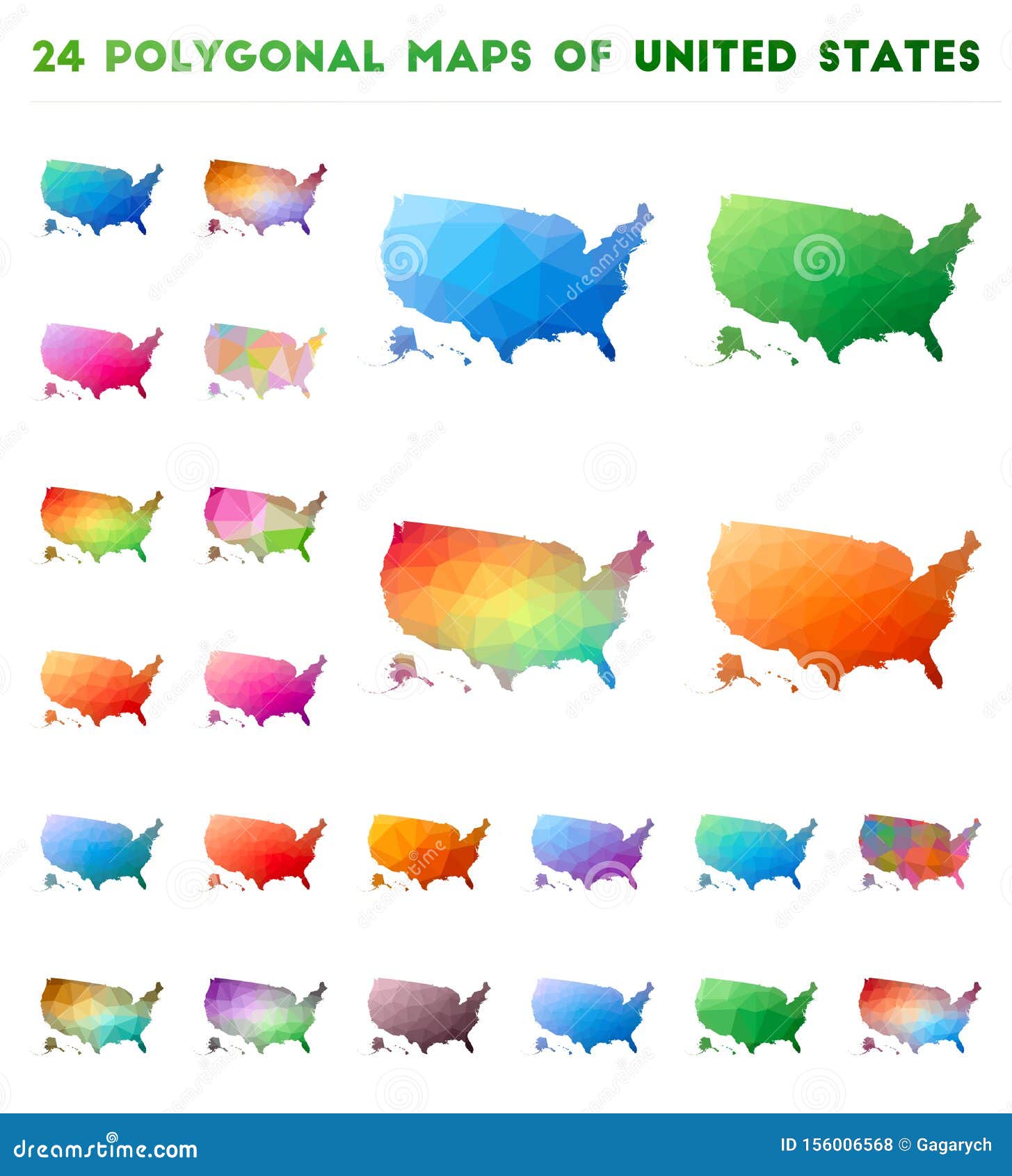 Set of Vector Polygonal Maps of USA. Stock Vector - Illustration of ...