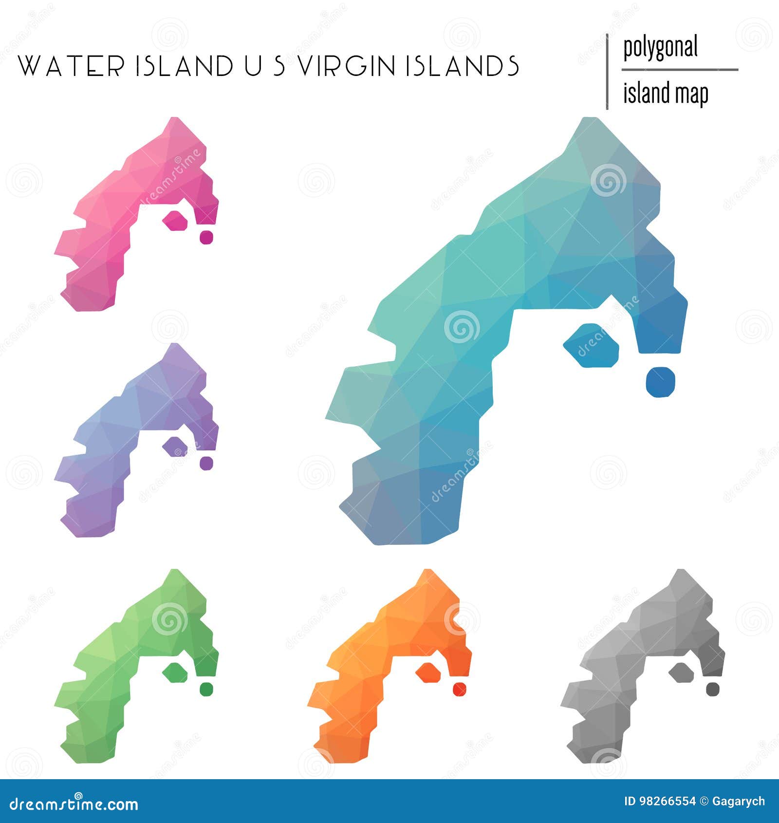 Set of Vector Polygonal Water Island, U.S Stock Vector Illustration