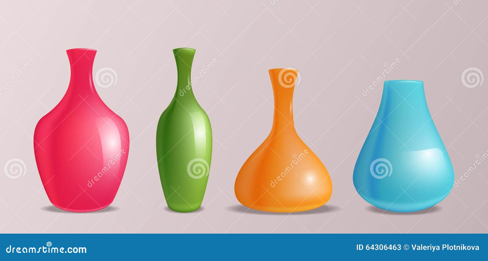 Set of Vector Realistic Colorful Vases Stock Vector Illustration of color, revolve 64306463