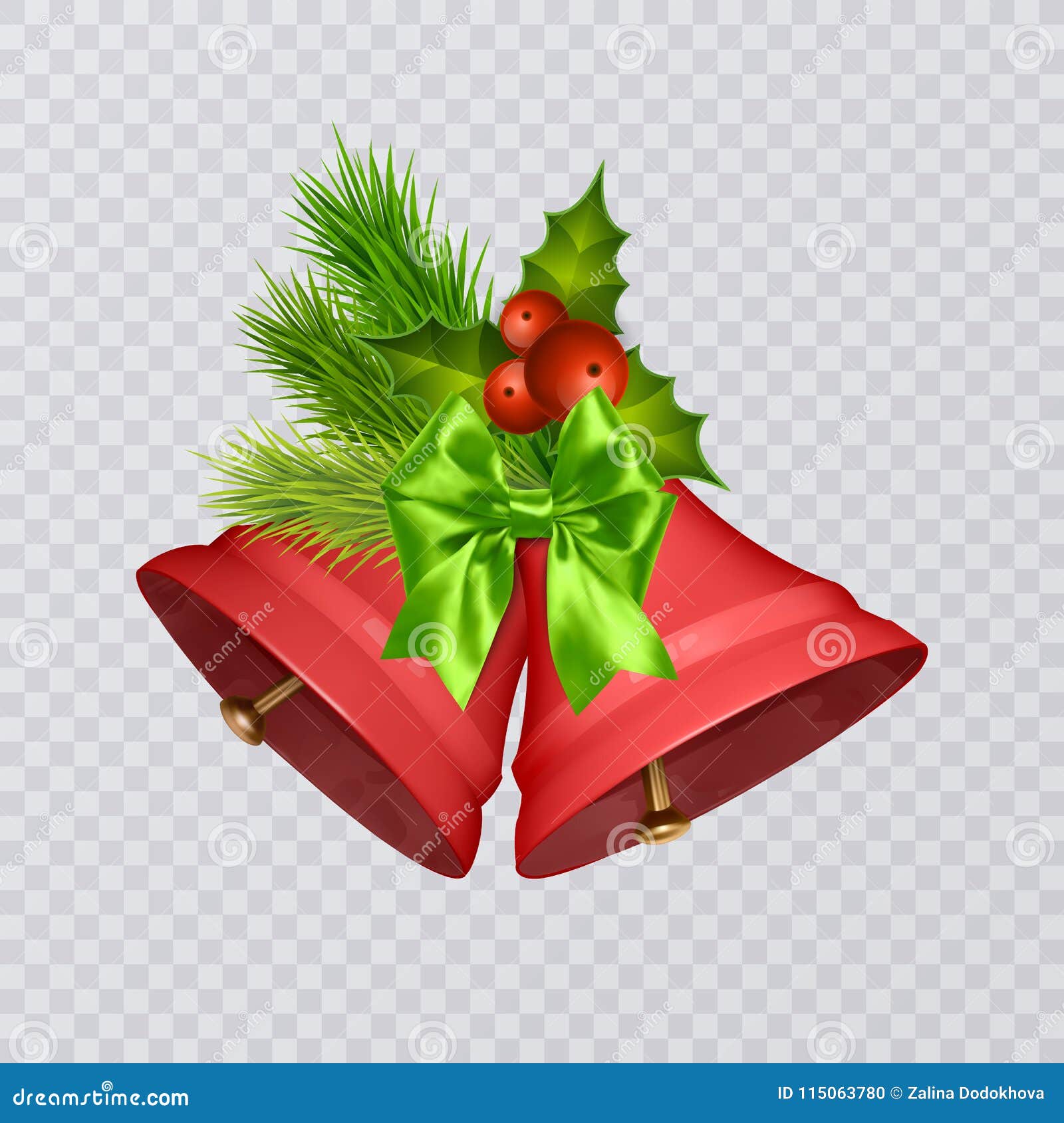Christmas red bell with bow - vector clip art