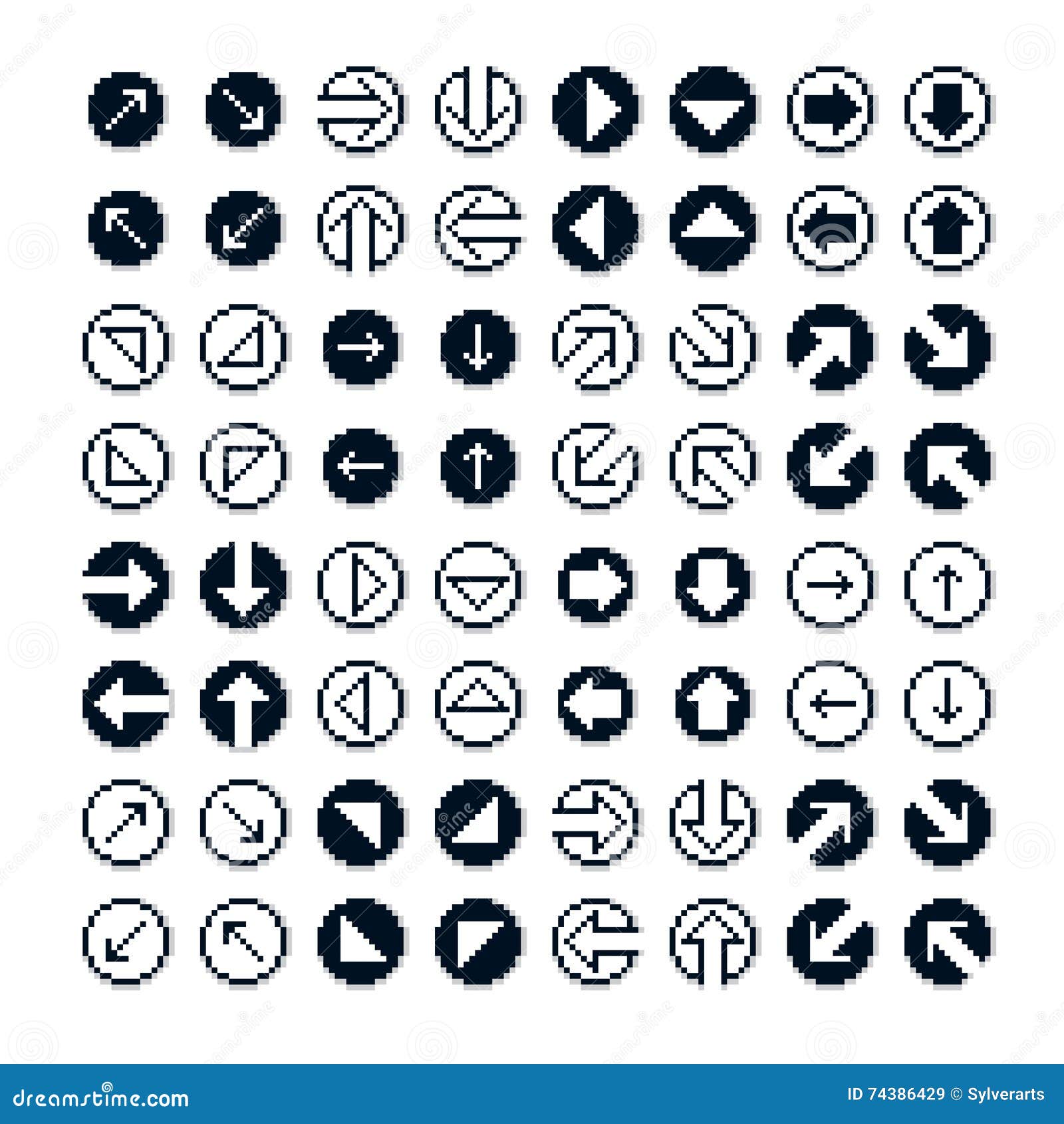 set of vector retro cursor signs made in pixel art style simpli
