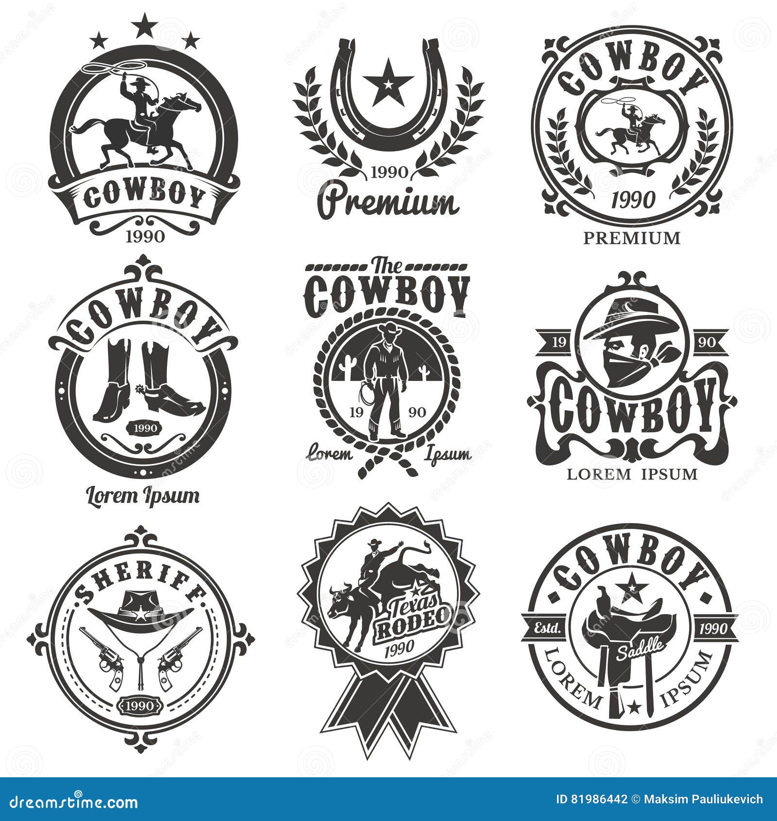 set of  rodeo logos