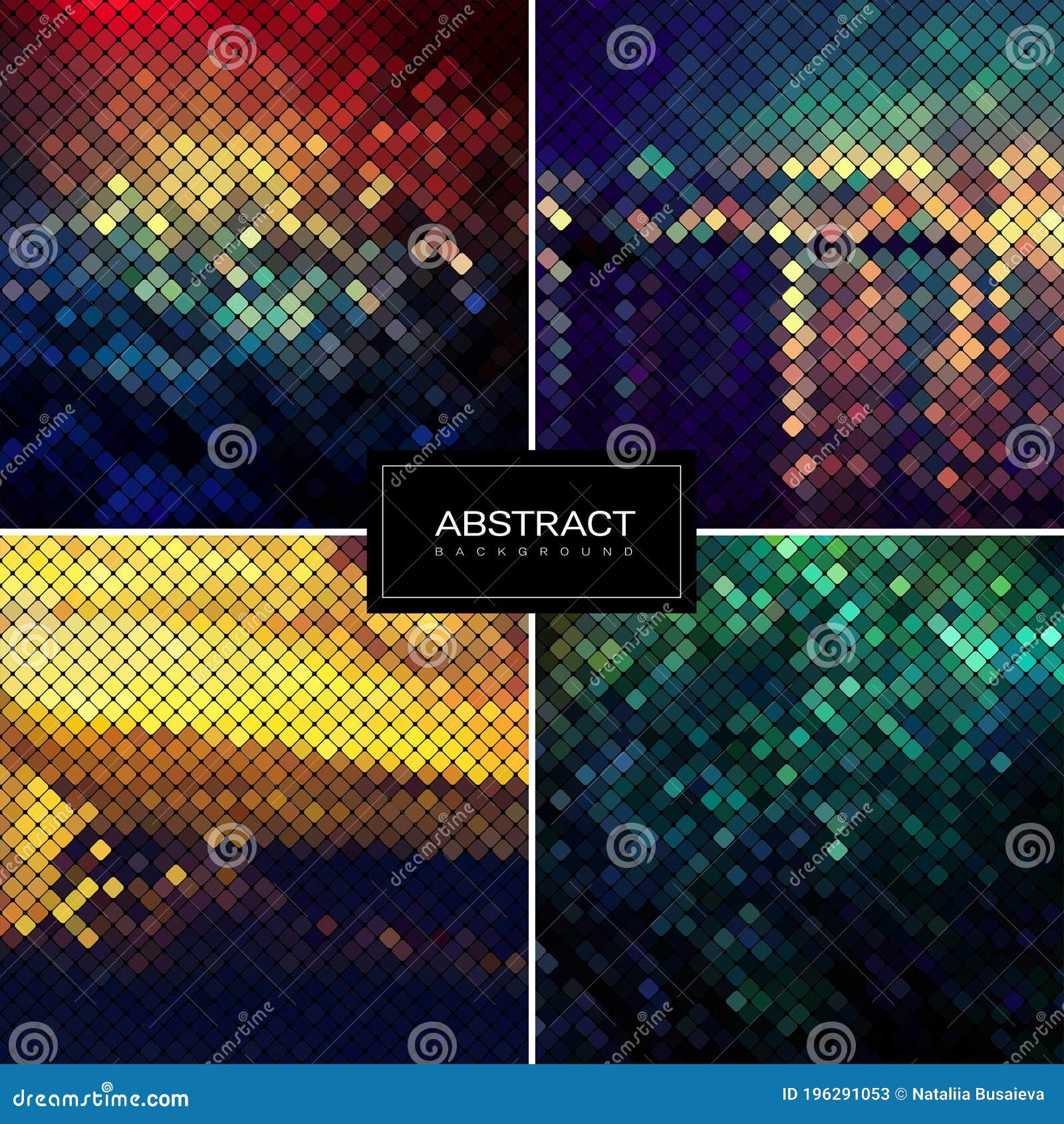 Set of Vector Shiny Mosaic Backgrounds Stock Vector Illustration of modern, glowing 196291053