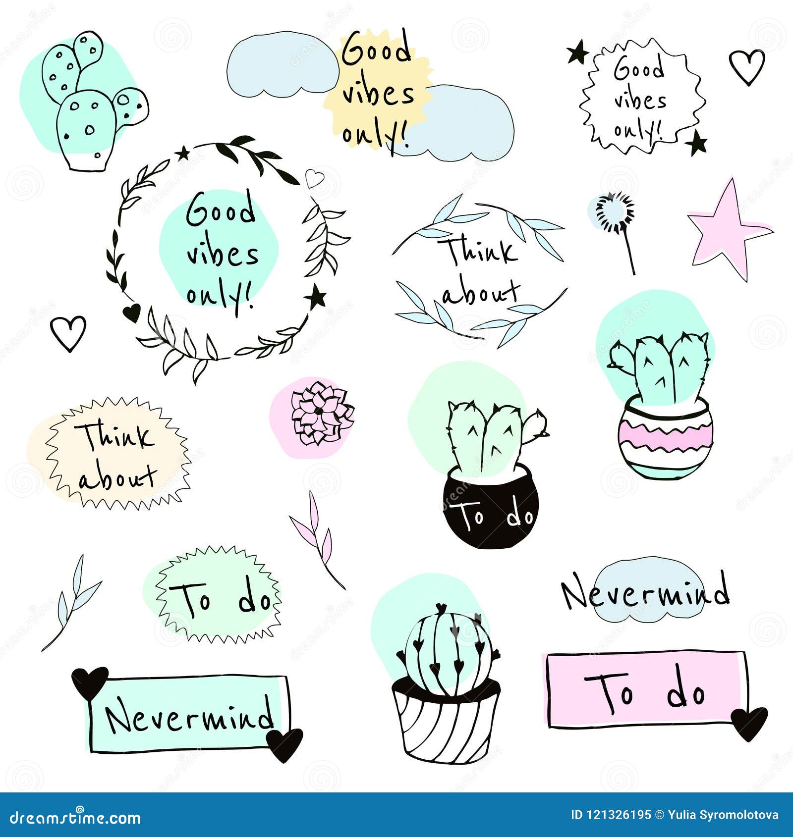 Drawing bullet journal stickers Royalty Free Vector Image