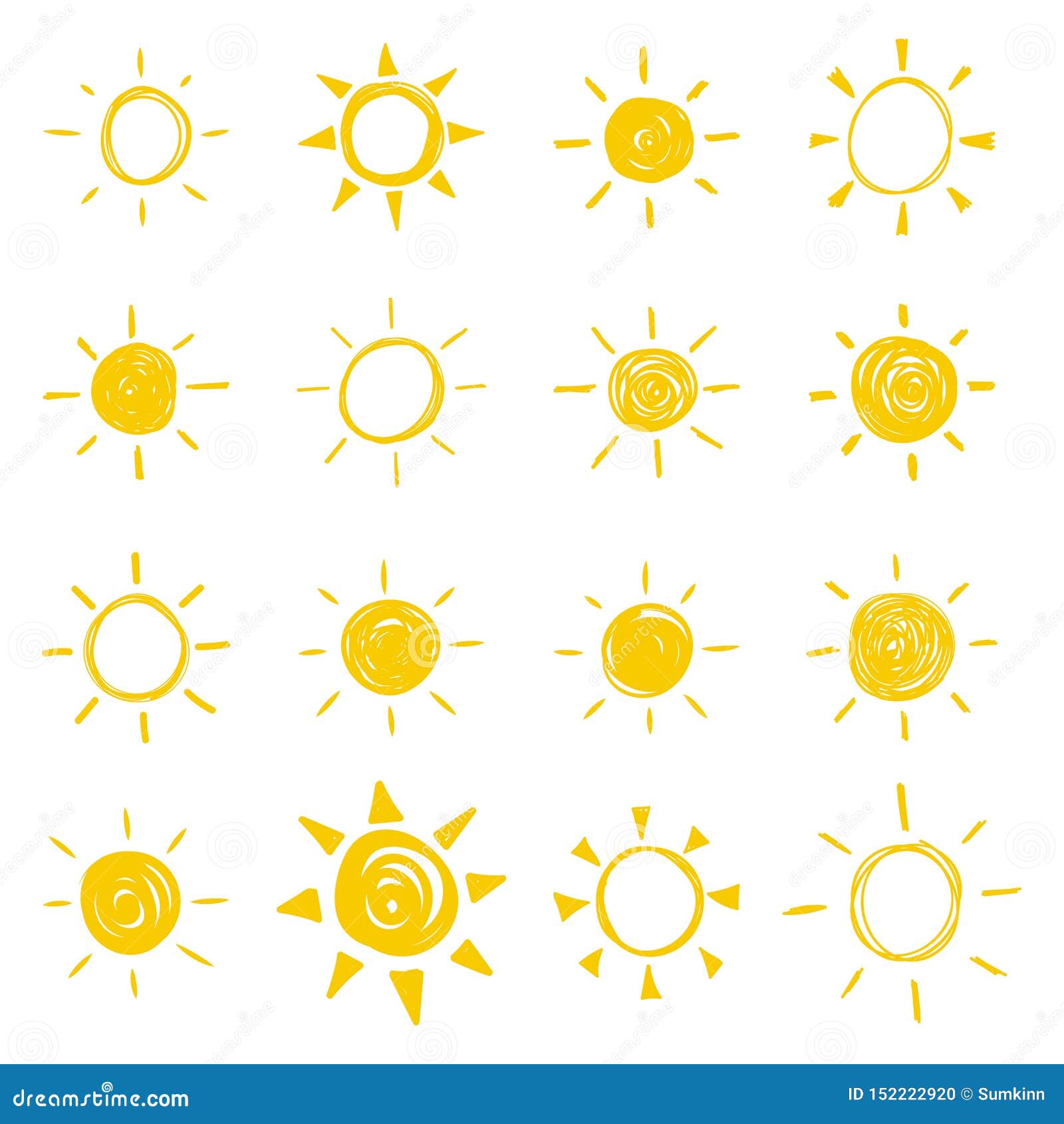 Set of vector sun. stock vector. Illustration of careless - 152222920