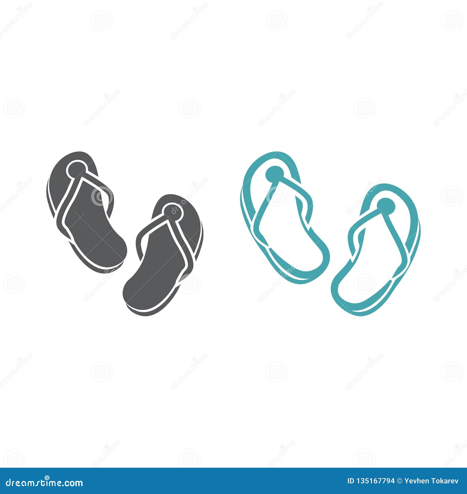 Two Vector Illustrations Beach Slipper Stock Illustration ...