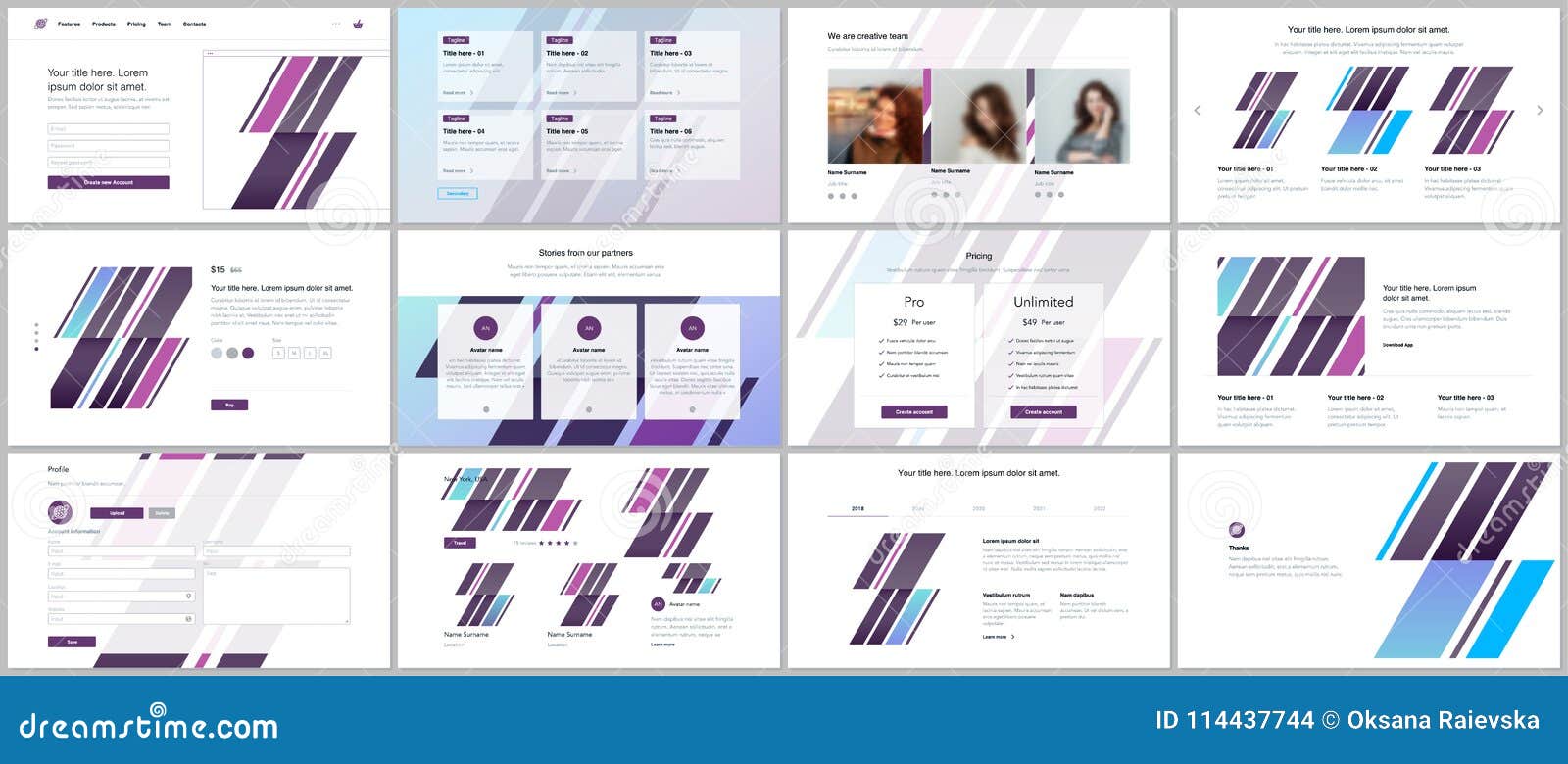 Set Of Vector Templates For Website Design Minimal Presentations Portfolio Ui Ux Gui Design Of Headers Dashboard Forms Stock Vector Illustration Of Design Mobile