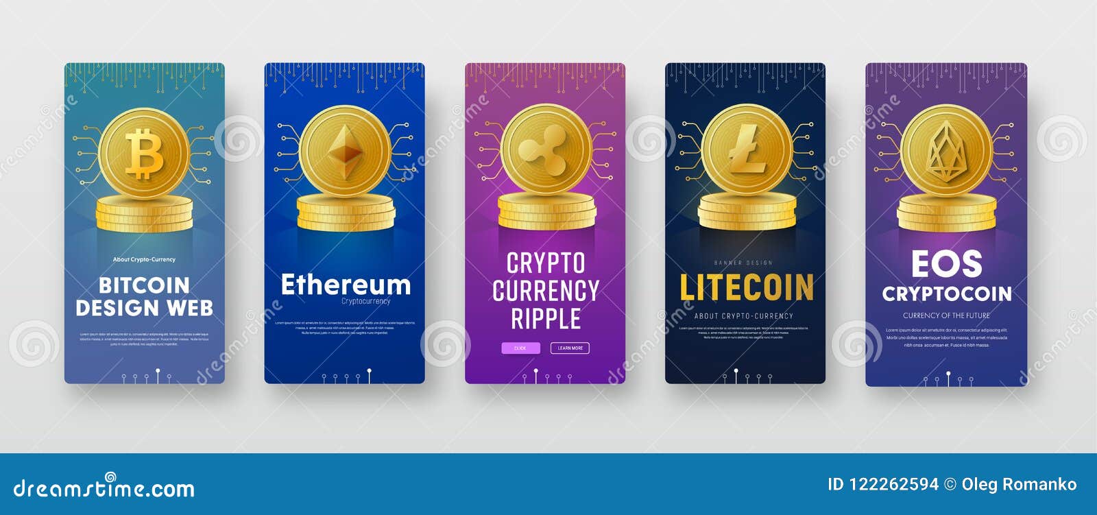 Set of Vector Vertical Banner Templates with a Coin of Crypto Cu Editorial  Stock Image - Illustration of crypto, chip: 122262594