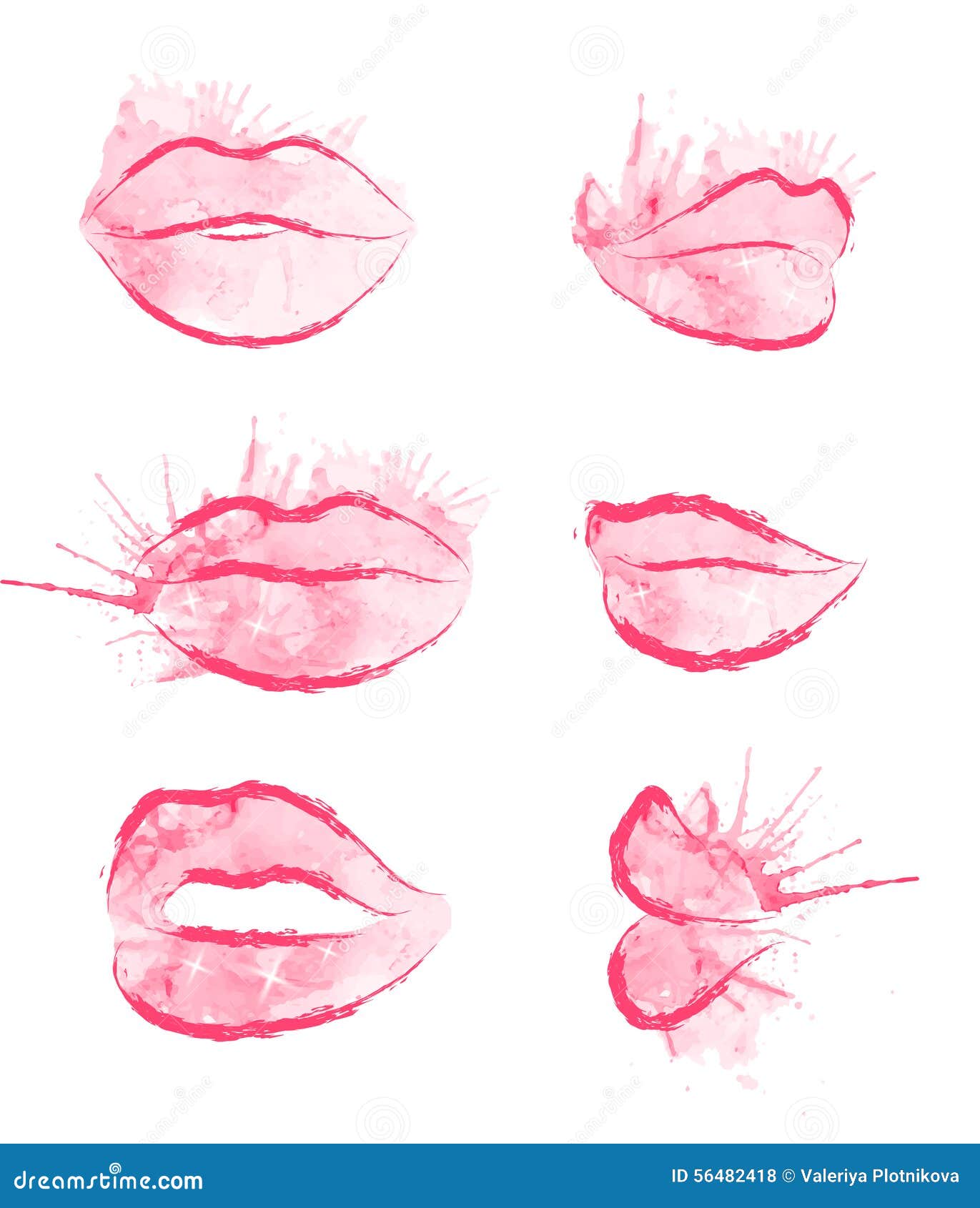 Set of Vector Watercolor Lips Stock Vector Illustration of fashion
