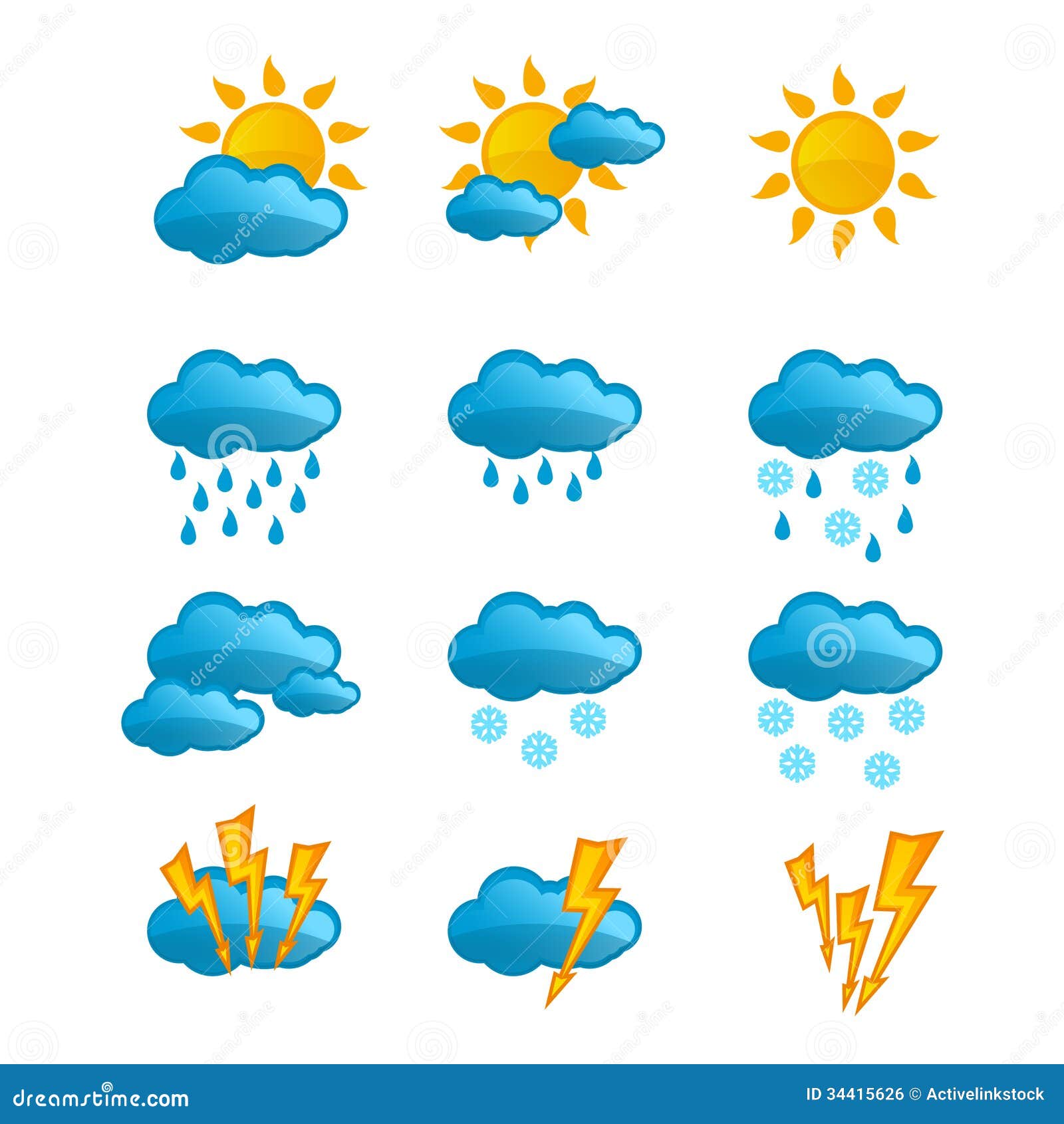Set Vector Weather Icons Royalty Free Stock Image - Image ...