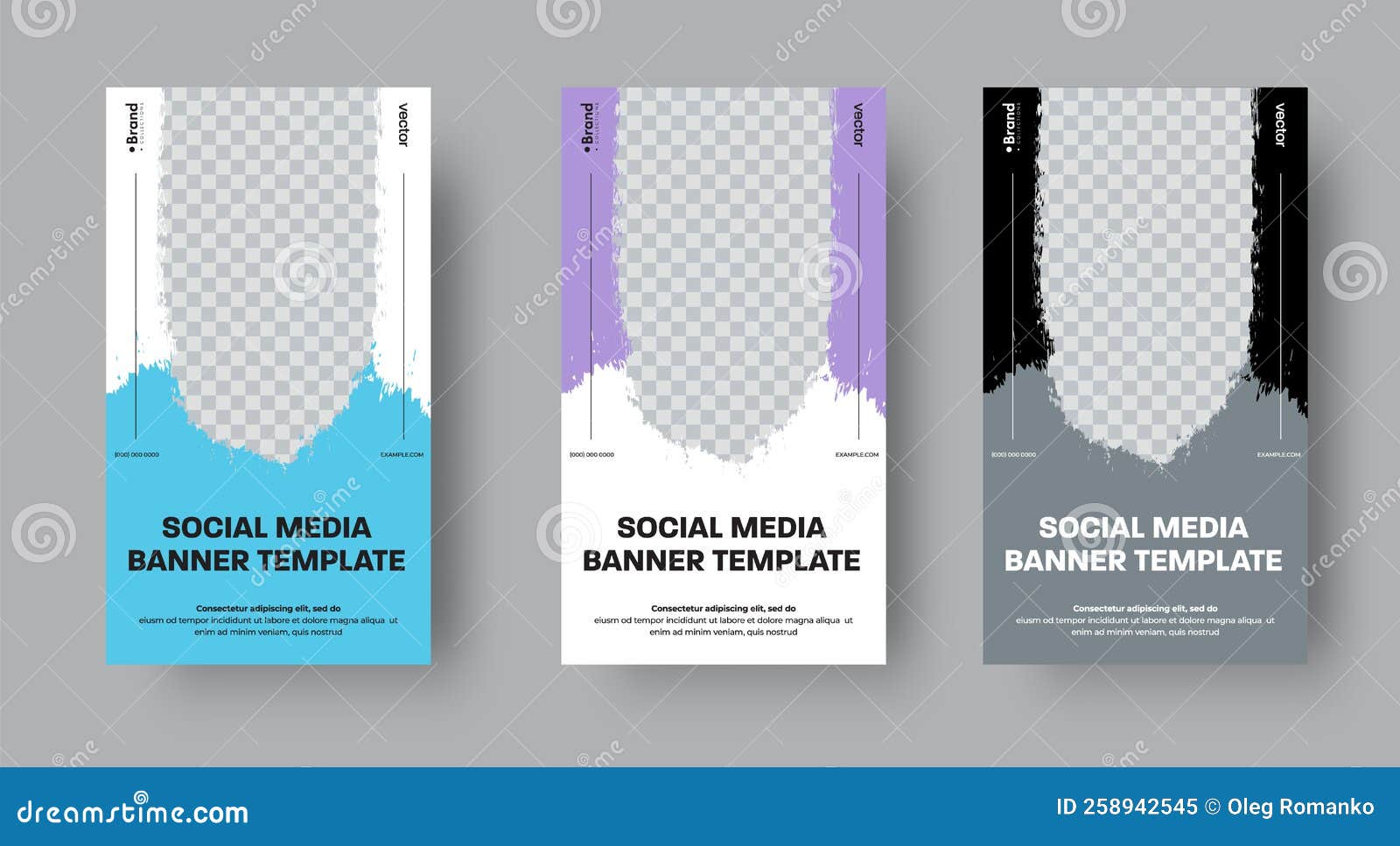 Set of Vector  Banners for Stories with Grunge Elements Stock Vector