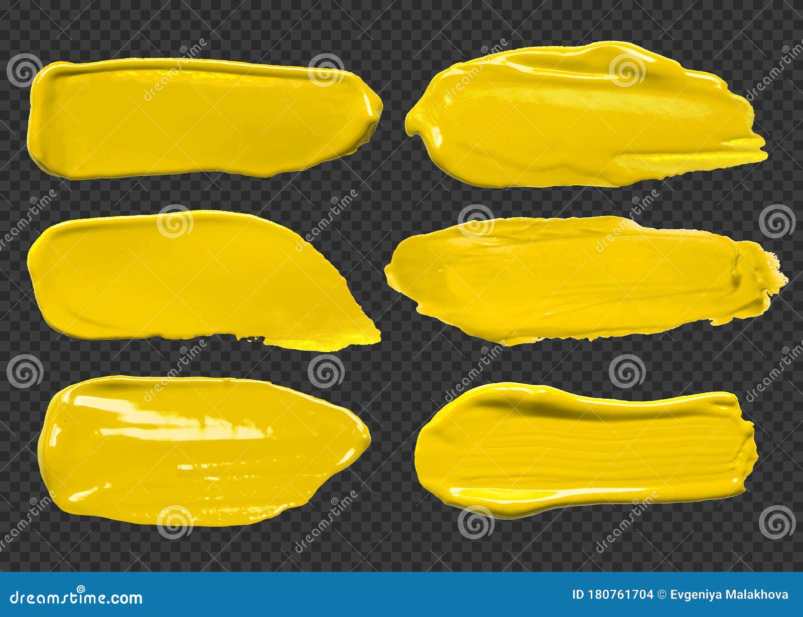 Set of Vector Yellow Glossy Paint Texture Acrylic Banners for Your
