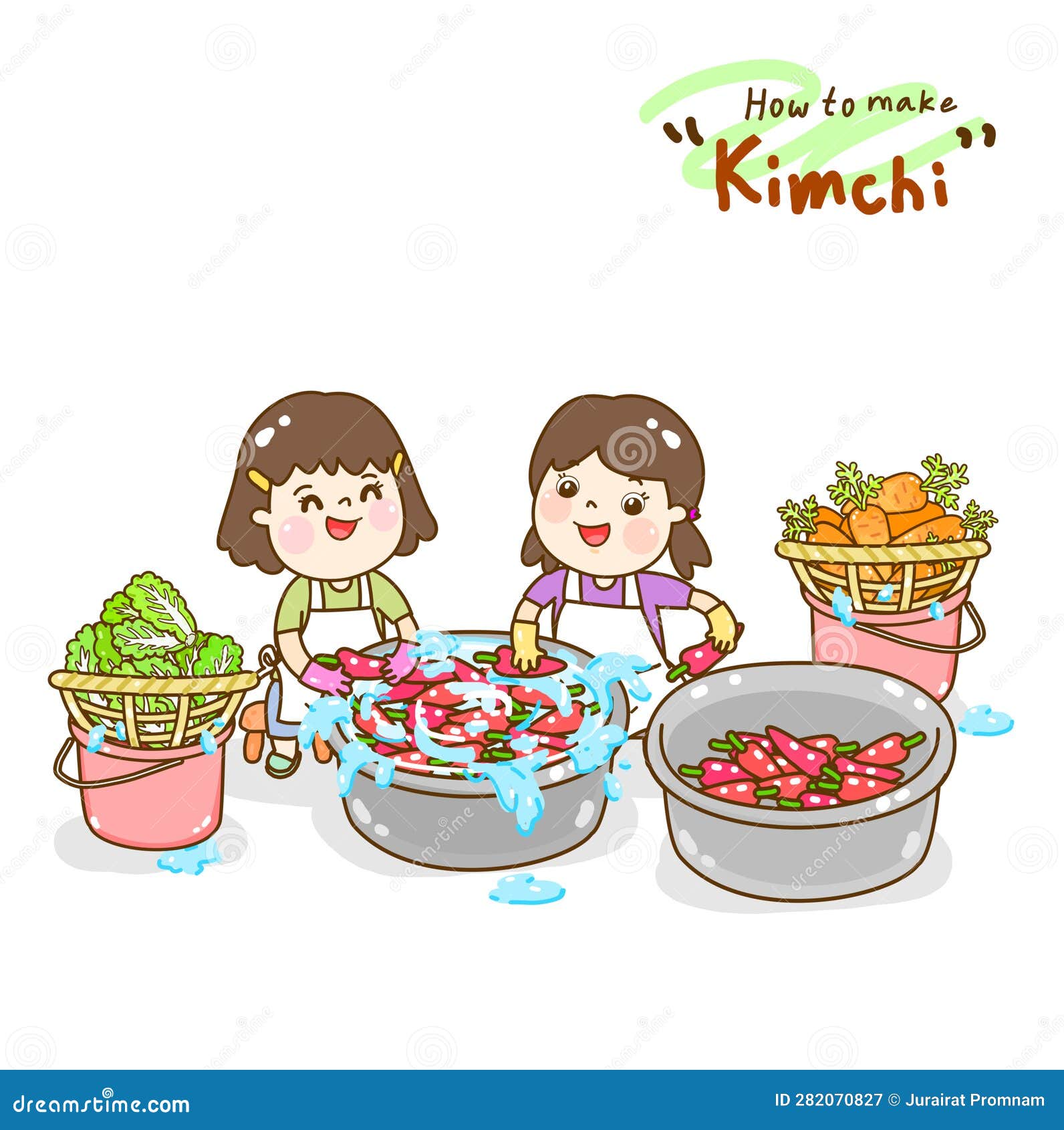 Set Cartoon Washing Vegetable Character. Stock Illustration