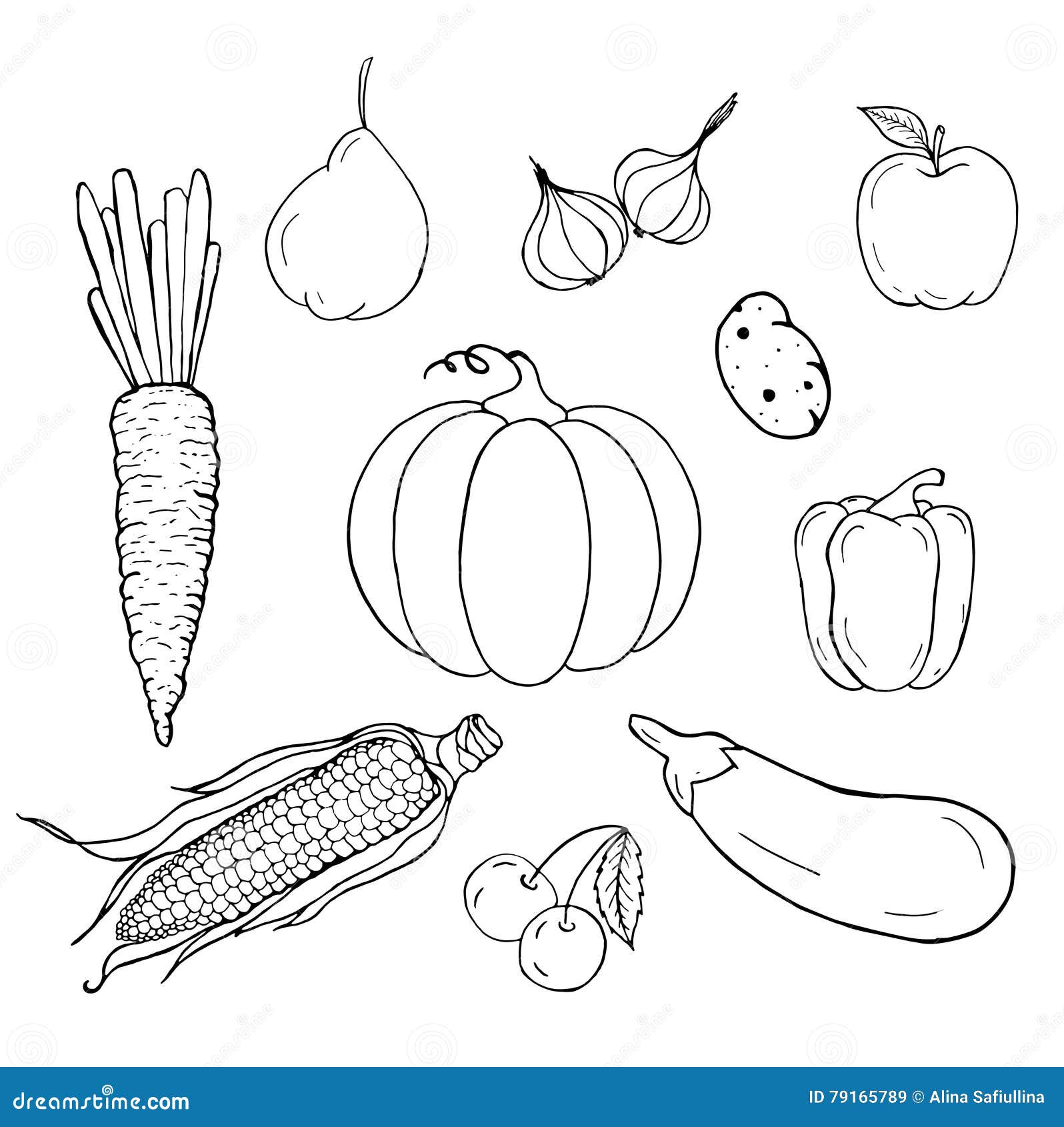 Download Set of vegetables. stock vector. Illustration of lined - 79165789