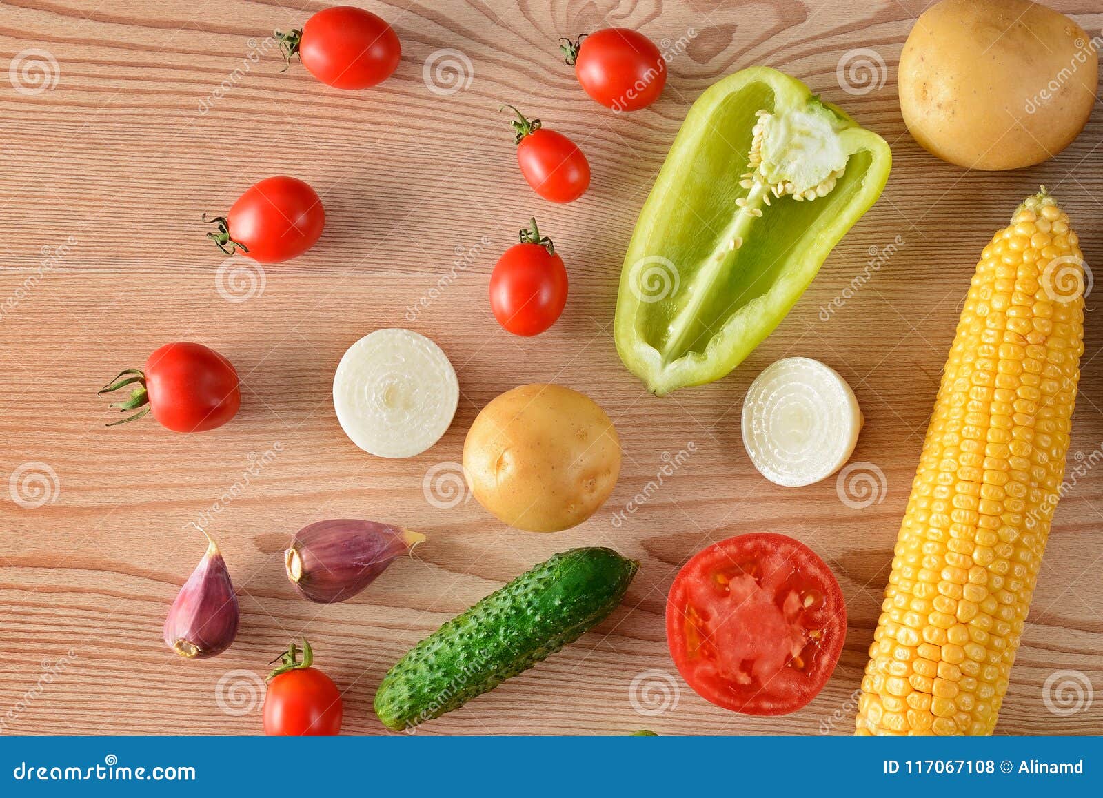 Vegetables Laid Out on a Wooden Table. Flat Lay,top View Stock Photo ...