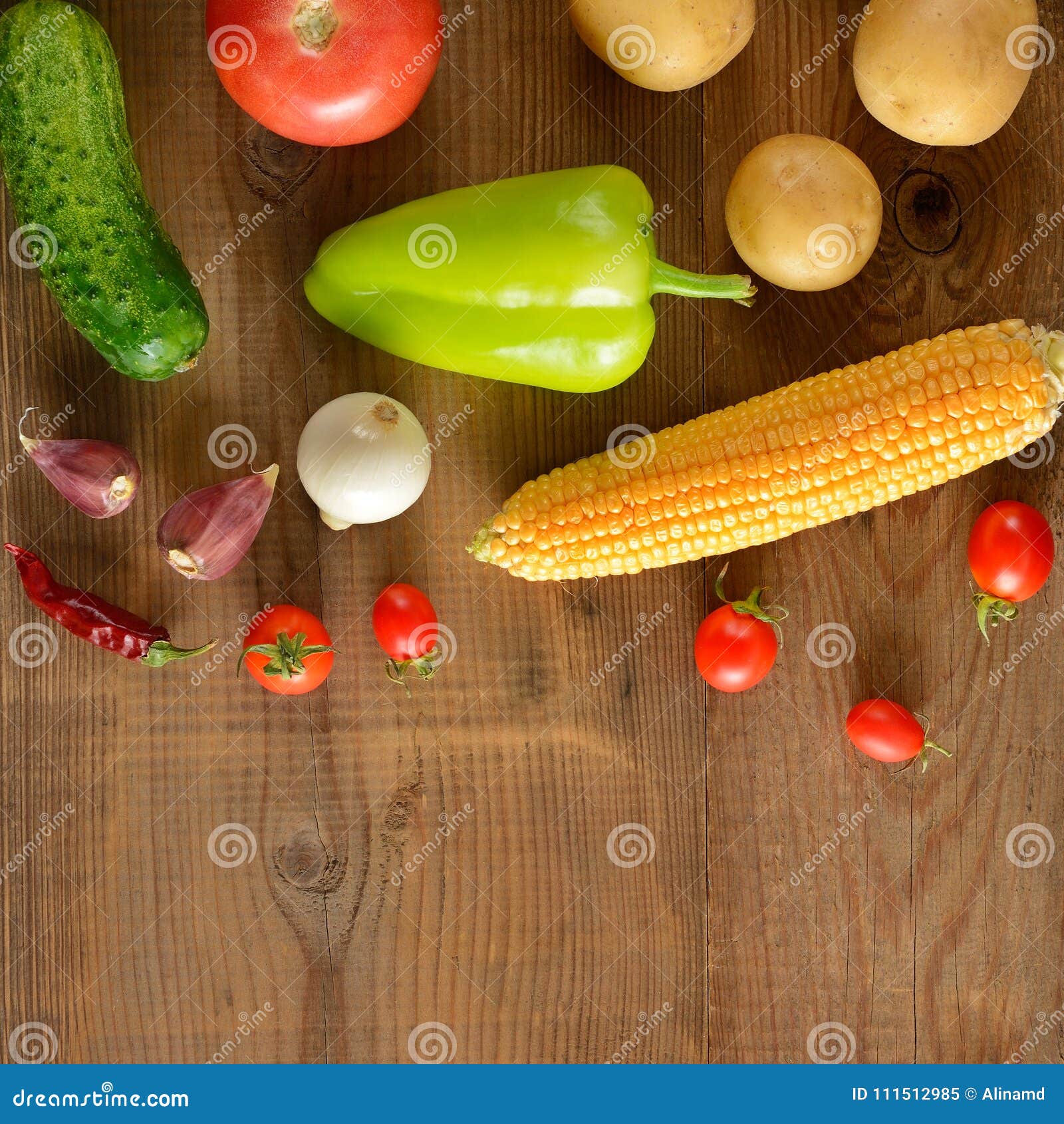 A Set of Vegetables Laid Out on a Wooden Table. Top View. Free S Stock ...