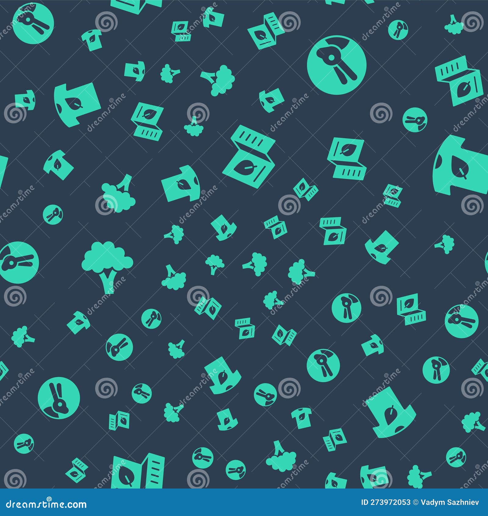 Set Vegetarian Food Menu, Rabbit, Broccoli and Vegan Shirt on Seamless