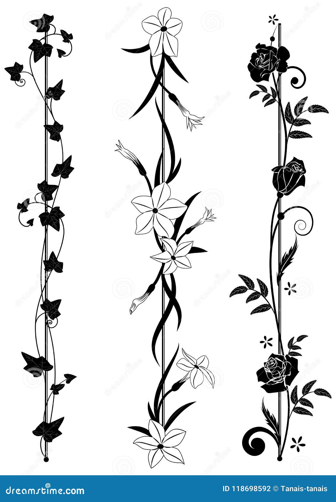 set of vertical floral dividers