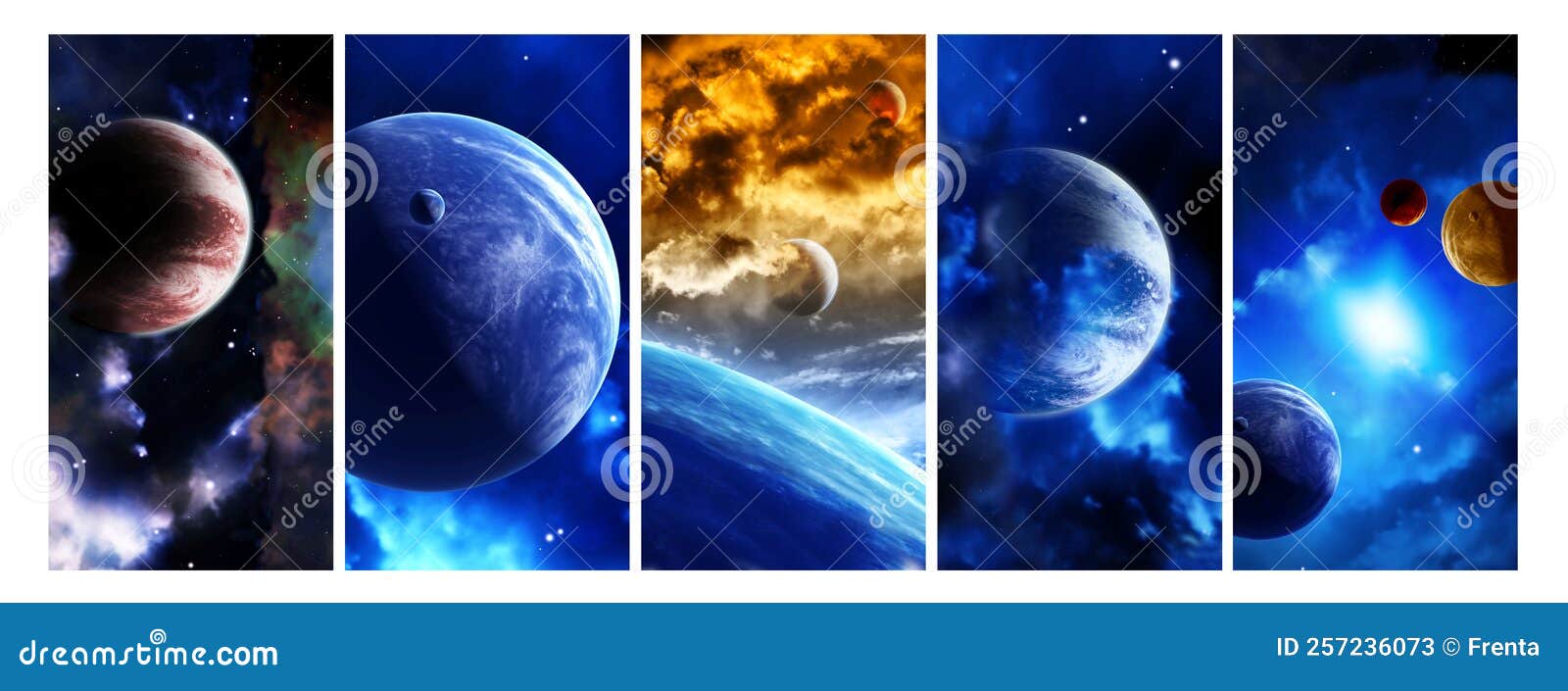 Set of Vertical Space Banners with Nebula and Stars Stock