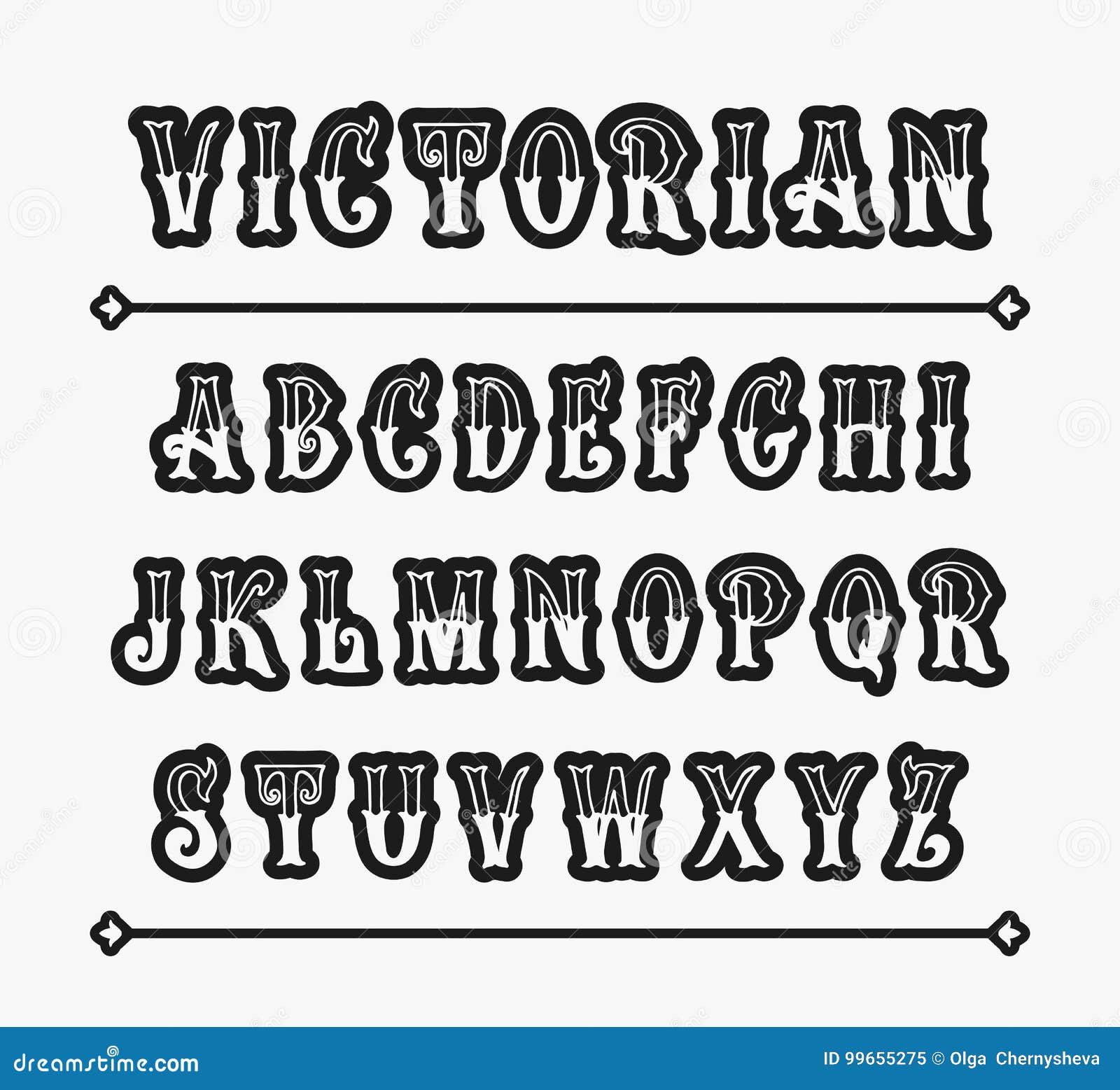 Download Set Of Victorian Style Alphabet Letters Stock Vector ...