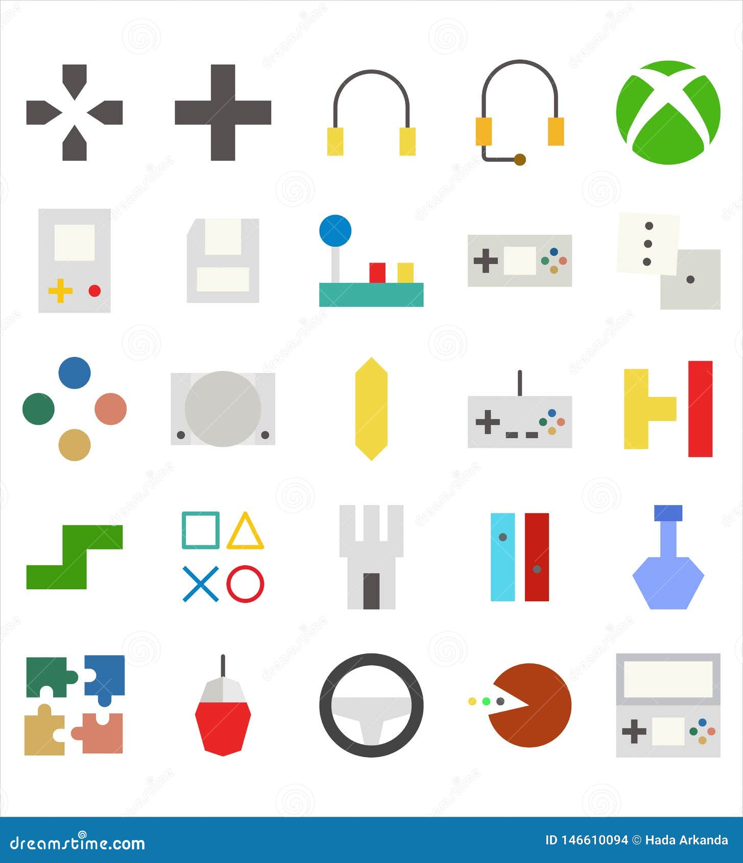set of video game  flat icon or . editable stroke and color