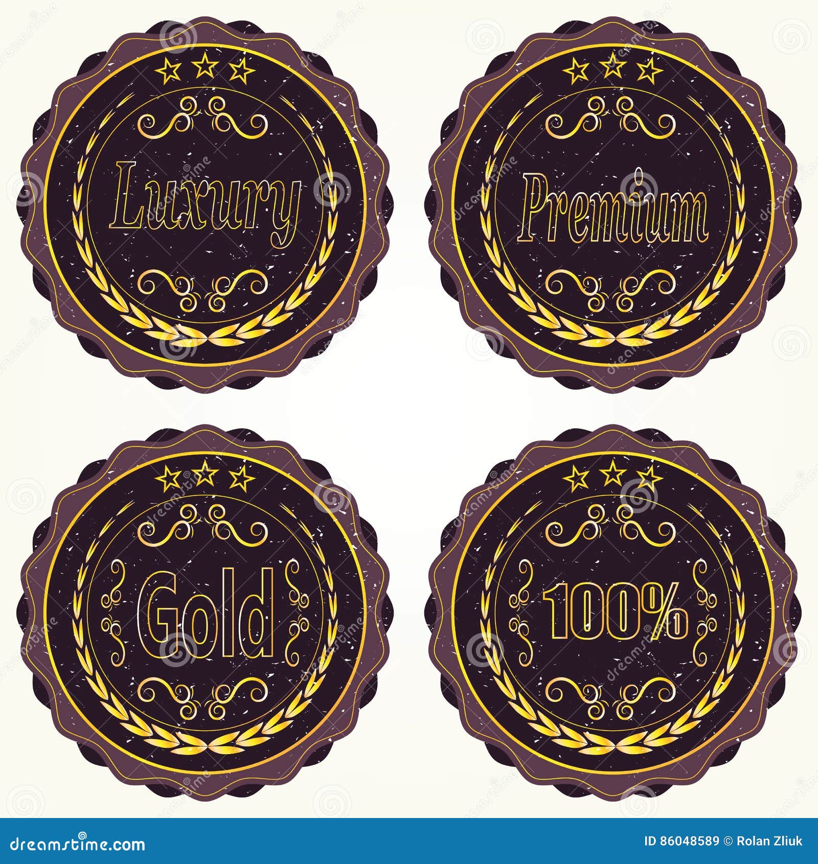 Set of Vintage Badges.Luxury,premium,gold Stock Vector - Illustration