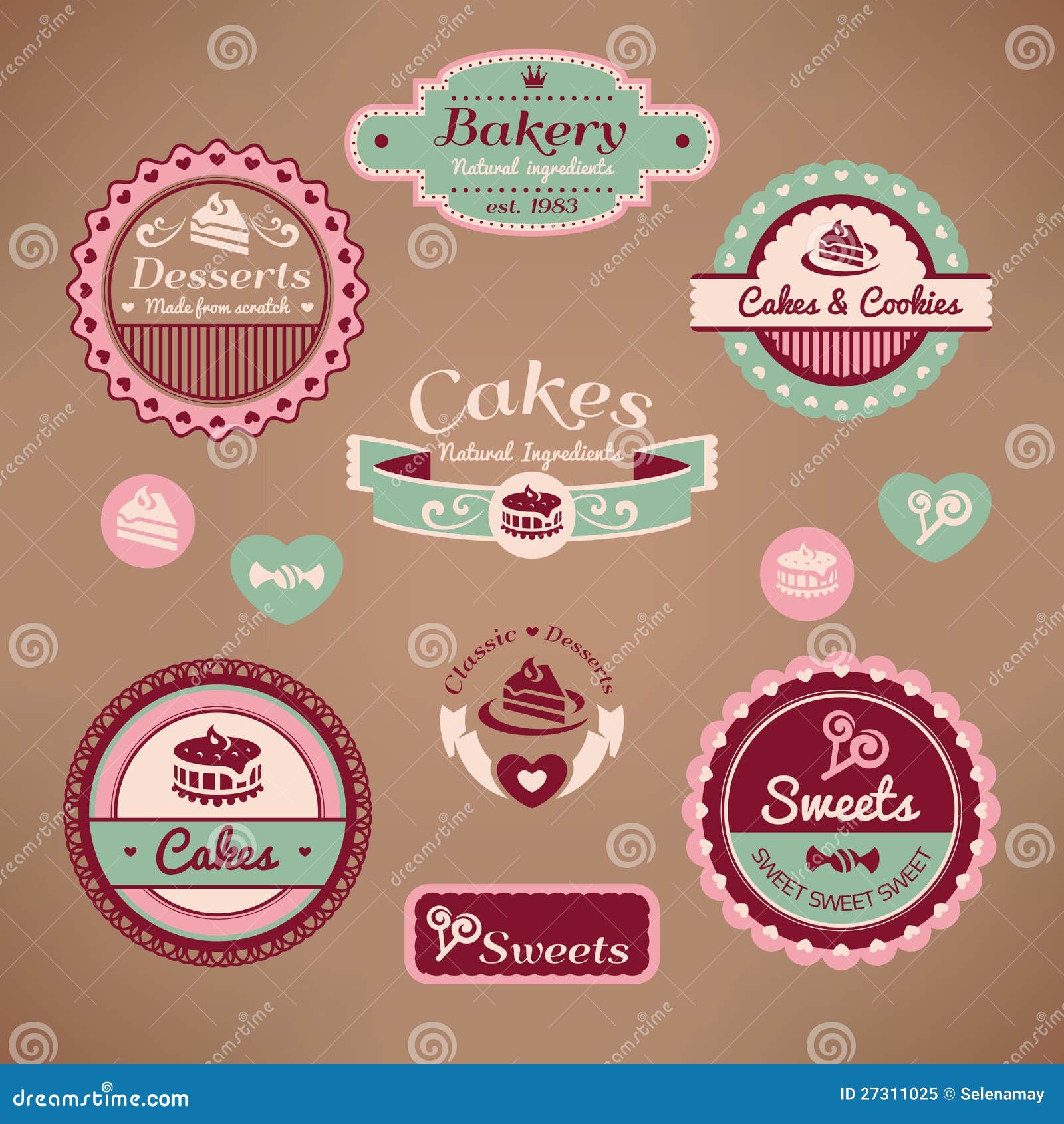 set of vintage bakery labels