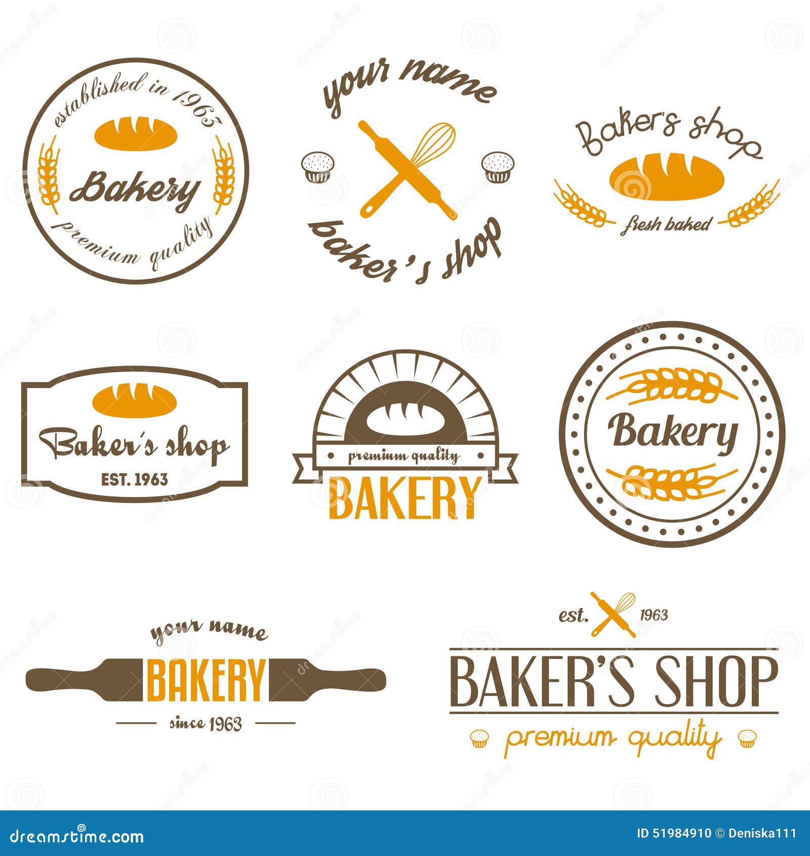 Set of Vintage Bakery Logos, Labels, Badges and Stock Vector ...