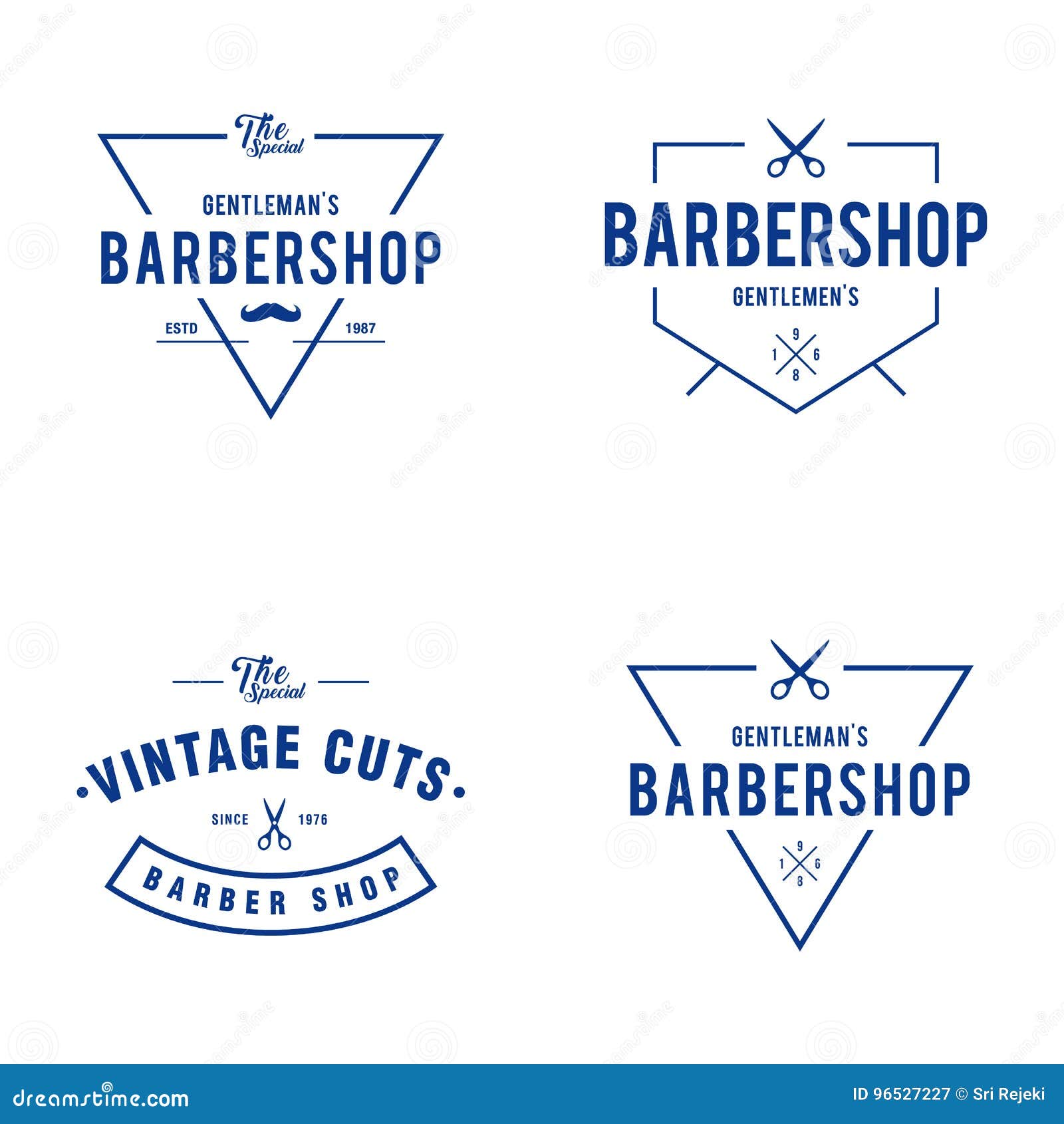 Set Vintage Barber Shop Labels Badges And Design