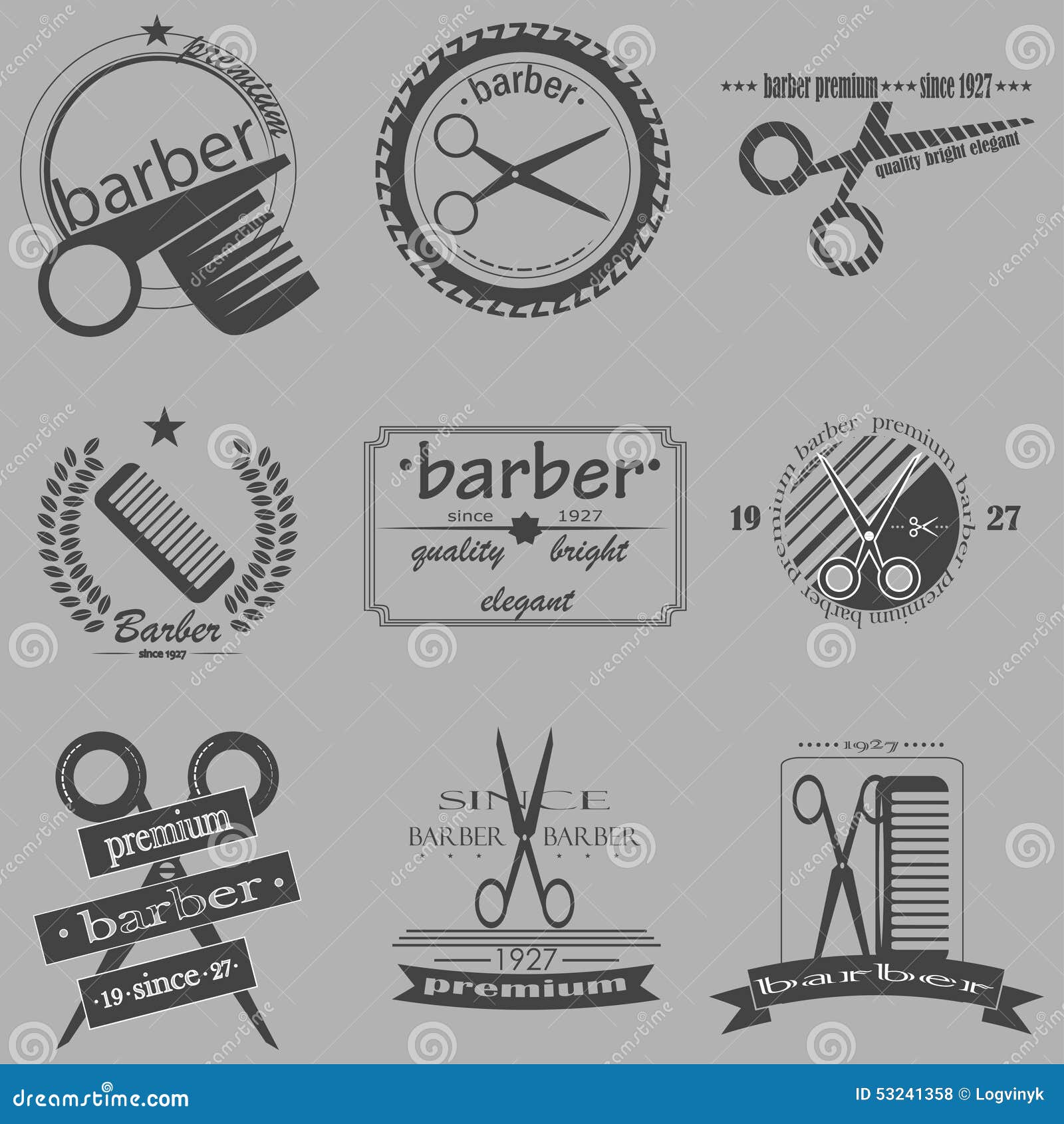 Set Vintage Barber Shop Logo Labels Badges And Design