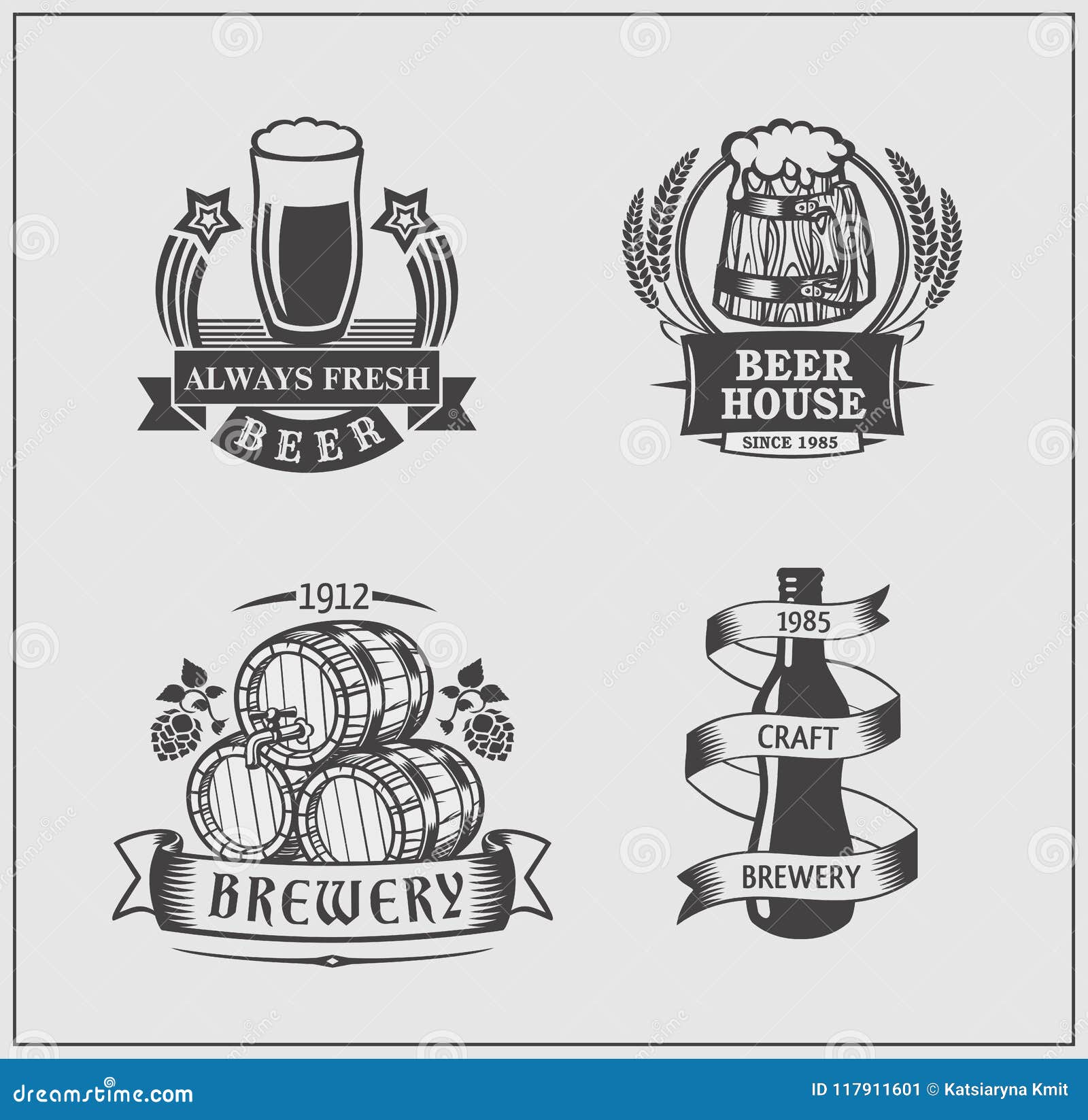 Download Set Of Vintage Beer Labels. Stock Vector - Illustration of brewery, beverage: 117911601