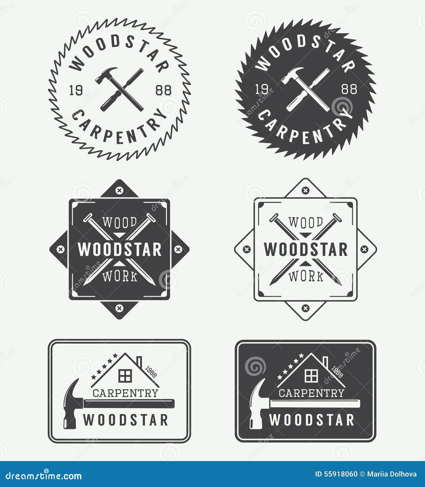 Set Of Vintage Carpentry Labels, Emblems, Badges And Logo ...