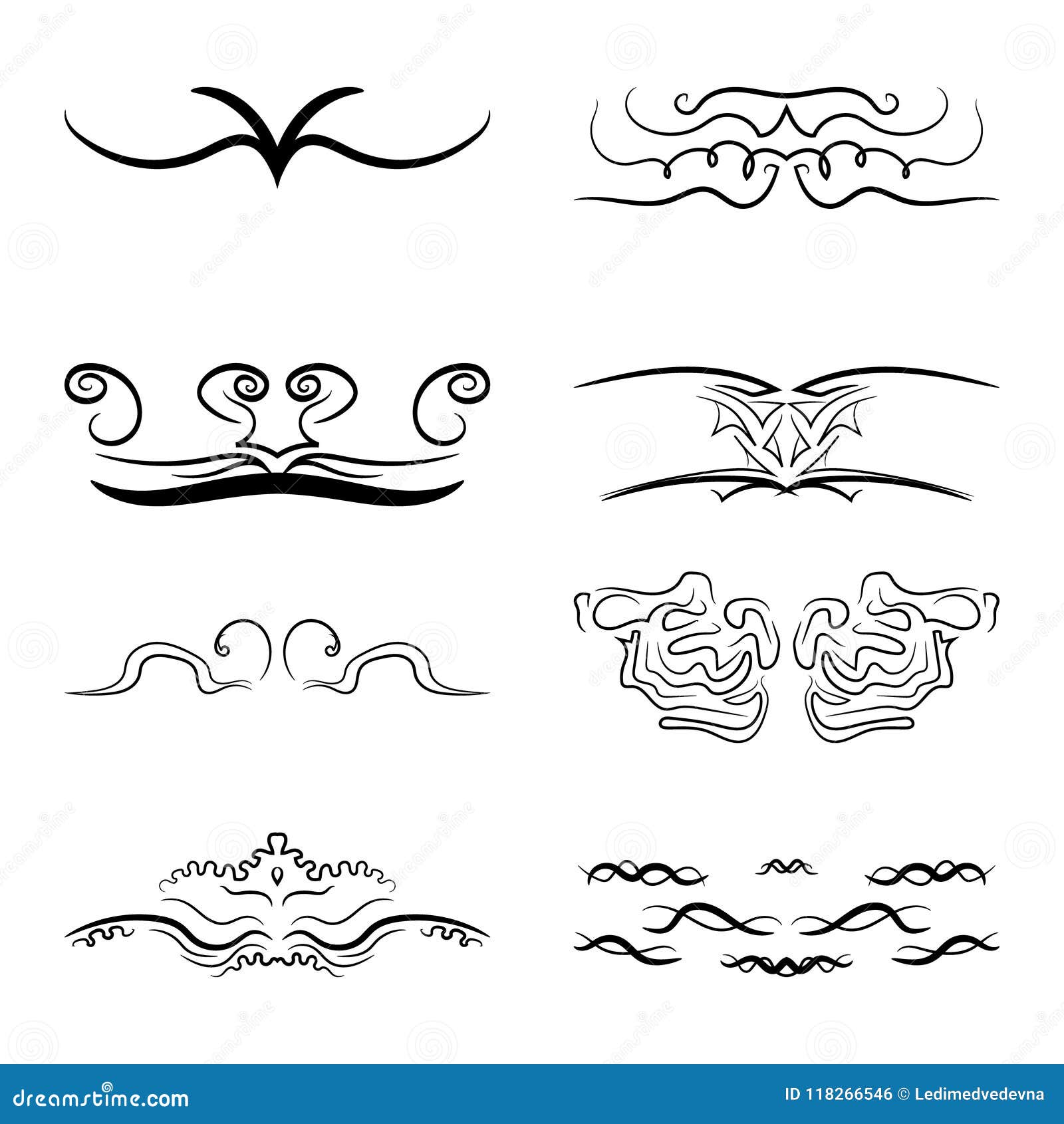 Download Set Of Vintage Dividers For Text. Vector Graphics. Hand Drawing Stock Vector - Illustration of ...