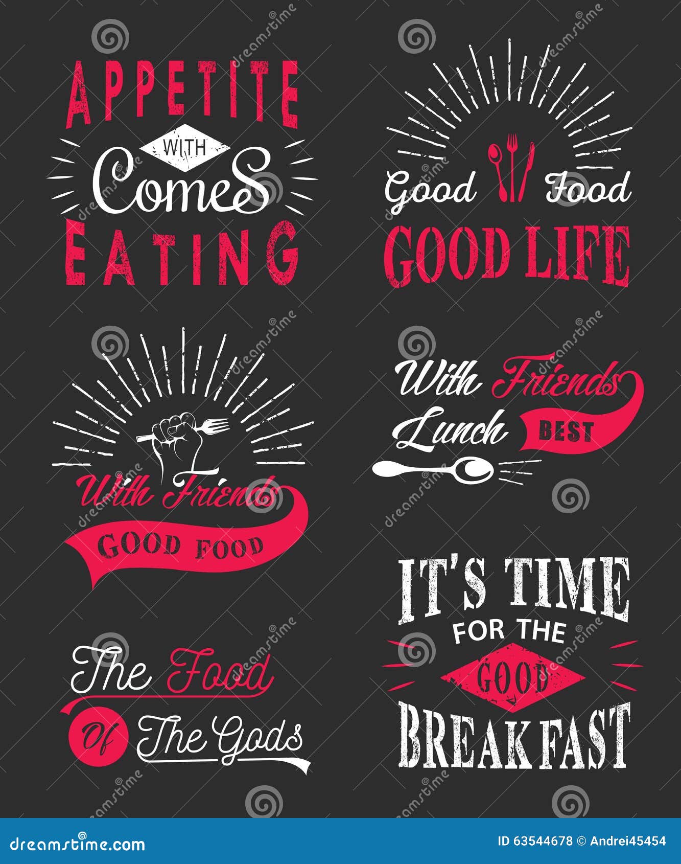 Set of Vintage Food Typographic Quotes Stock Illustration ...