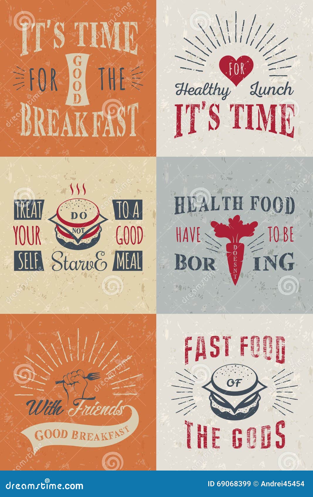 Set of Vintage Food Typographic Quotes Stock Illustration ...