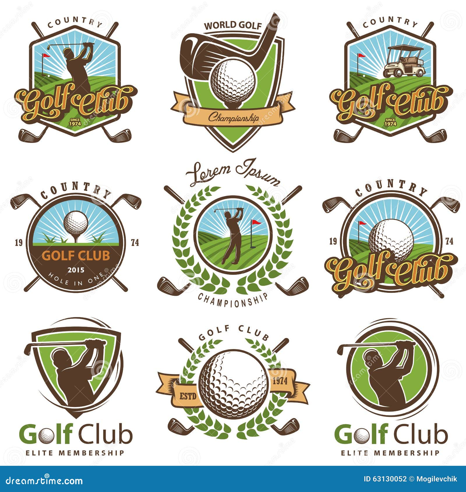Set of Vintage Golf Emblems Stock Vector Illustration of collection
