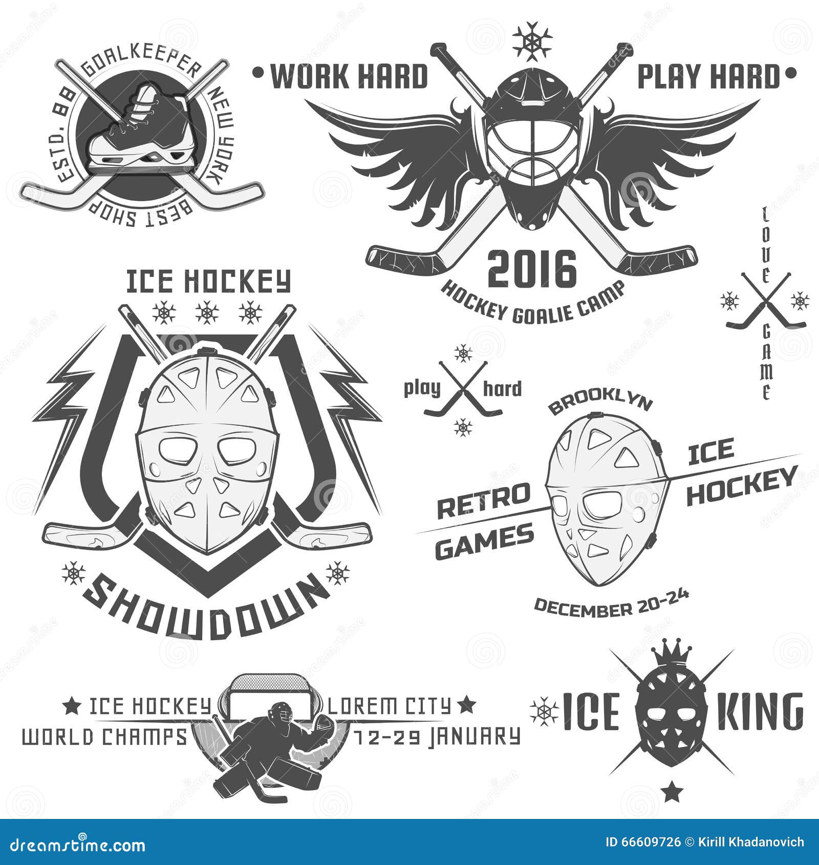 Set of Vintage Ice Hockey Emblems Stock Vector Illustration of hockey