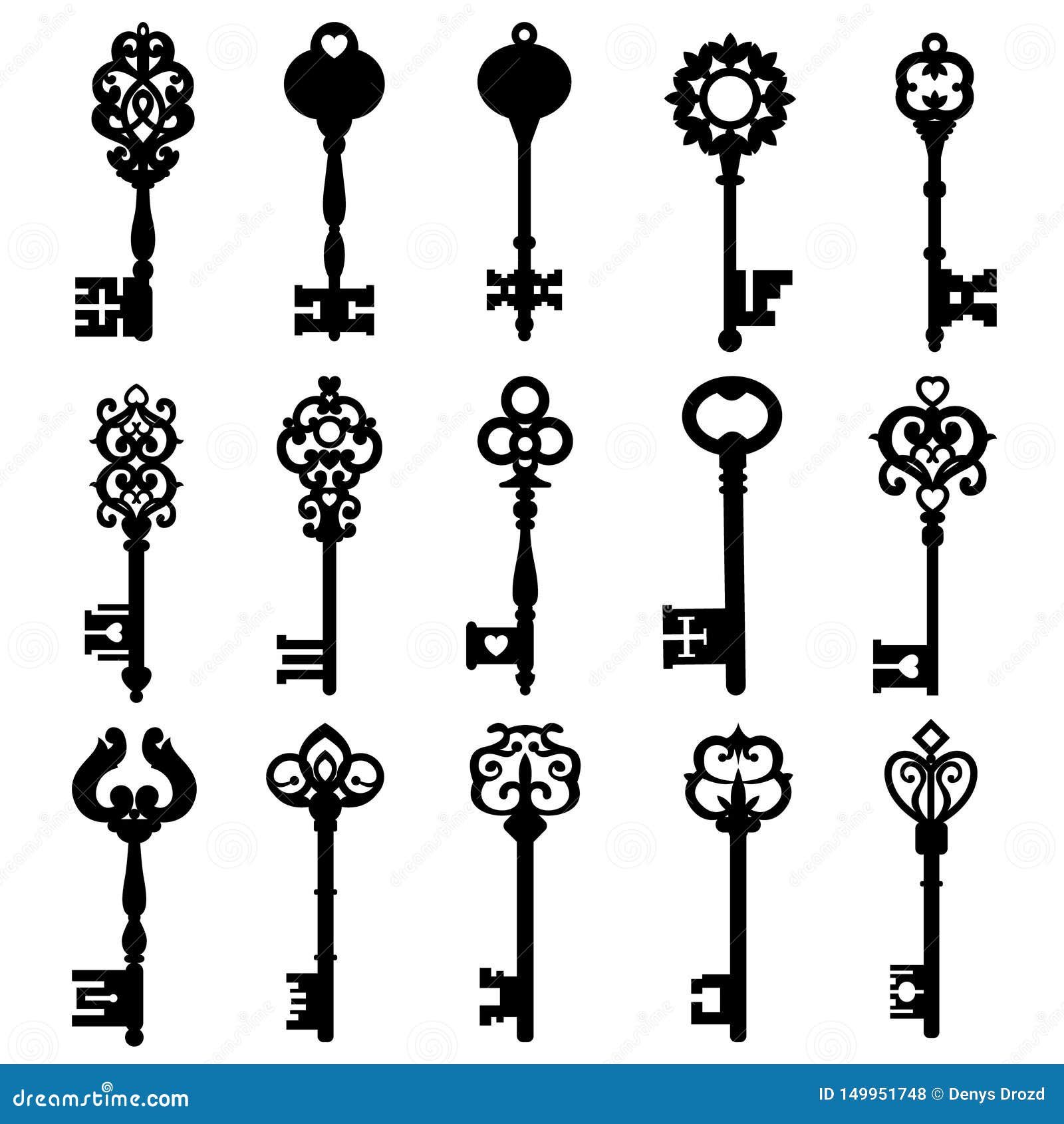 Download Set Of Vintage Keys. Vintage Key Vector Icon. Key Symbol Illustration. Stock Vector ...