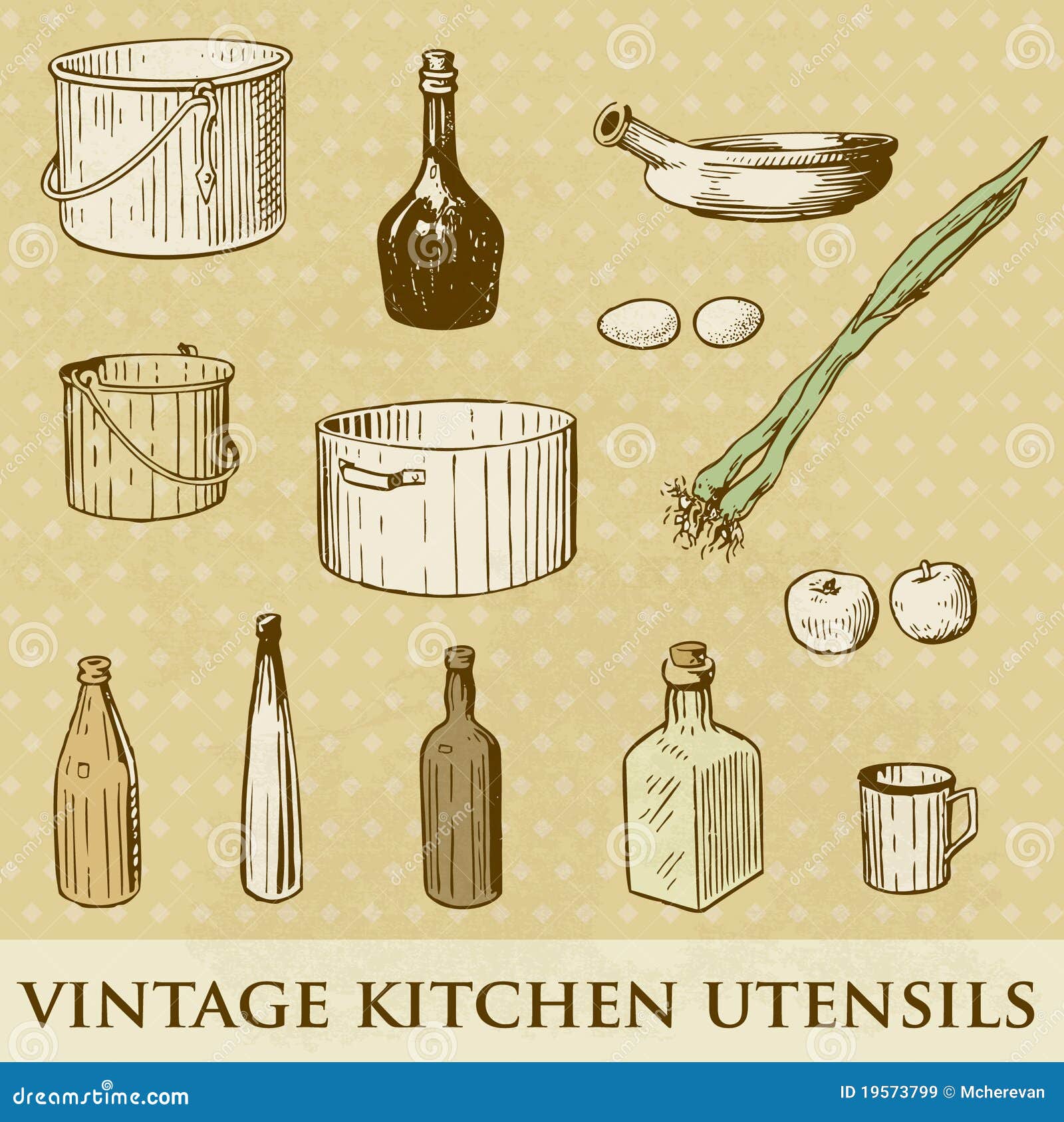 Set of Vintage Kitchen Utensils Stock Vector Illustration of opener