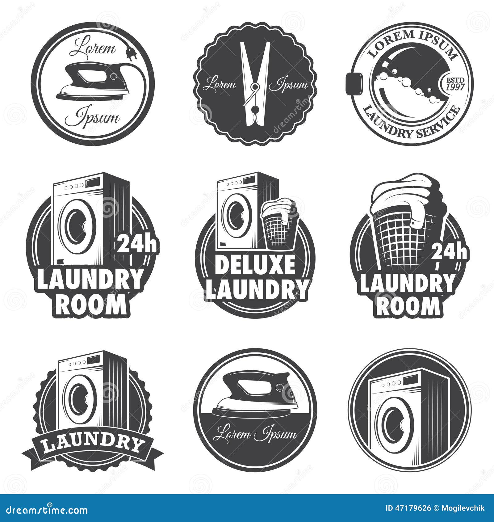 Download Set Of Vintage Laundry Emblems Stock Vector - Image: 47179626