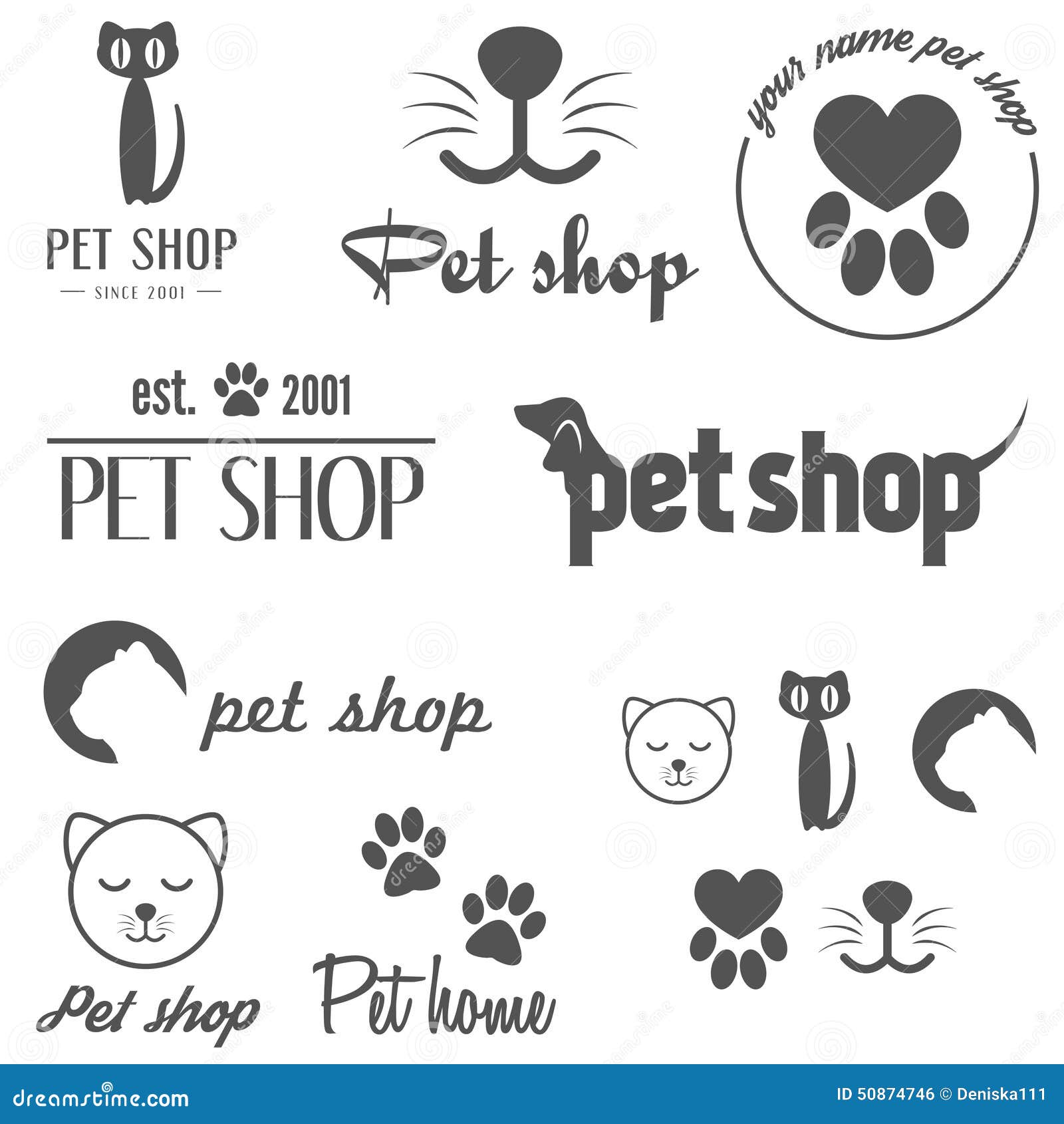 set of vintage logo and logotype s for pet
