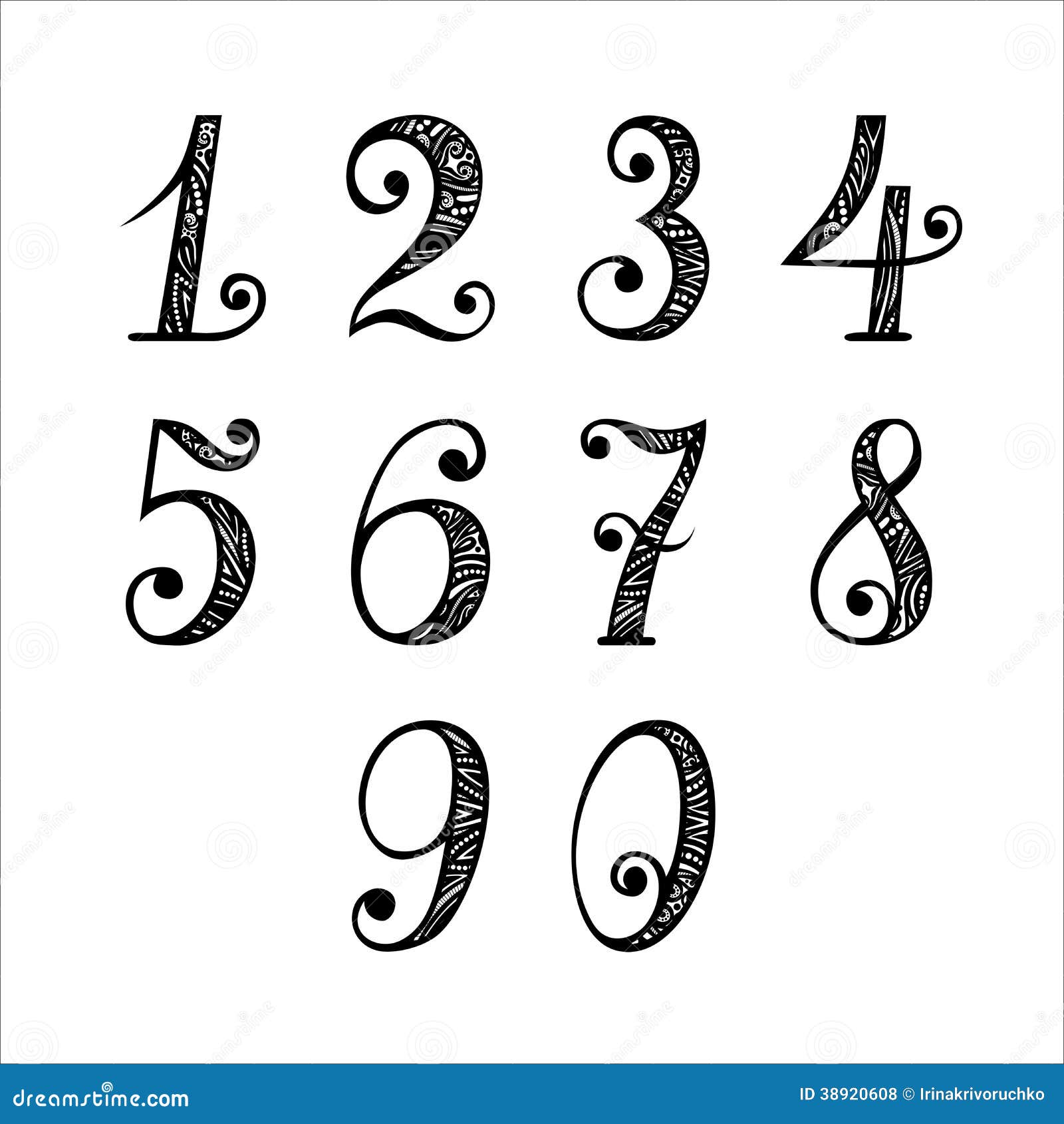 Download Set of Vintage Numbers stock vector. Illustration of ...